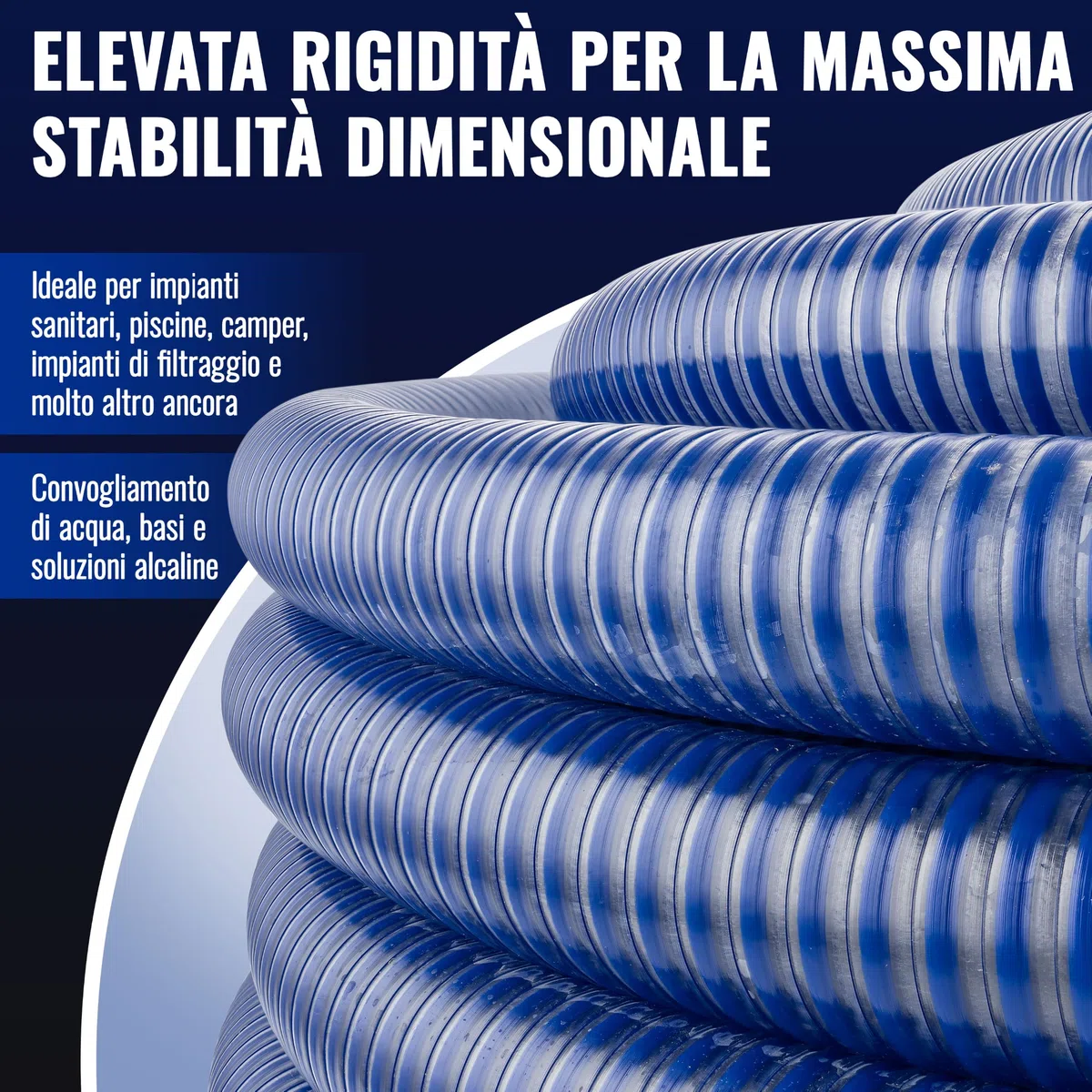 Poppstar PVC Tubo di aspirazione per acqua con spirale 1" (25m diametro interno 25mm/diametro esterno 32, fino a 8 bar) resistente a raggi UV, al vuoto e alla pressione
