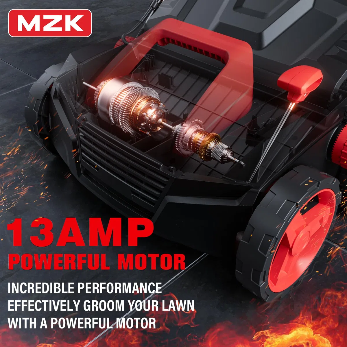 MZK Dethatcher e scarificatore elettrico 2 in 1 da 13 A da 38,1 cm, con borsa di raccolta rimovibile da 38 cm, altezza regolabile in 5 posizioni, mantiene la salute del prato
