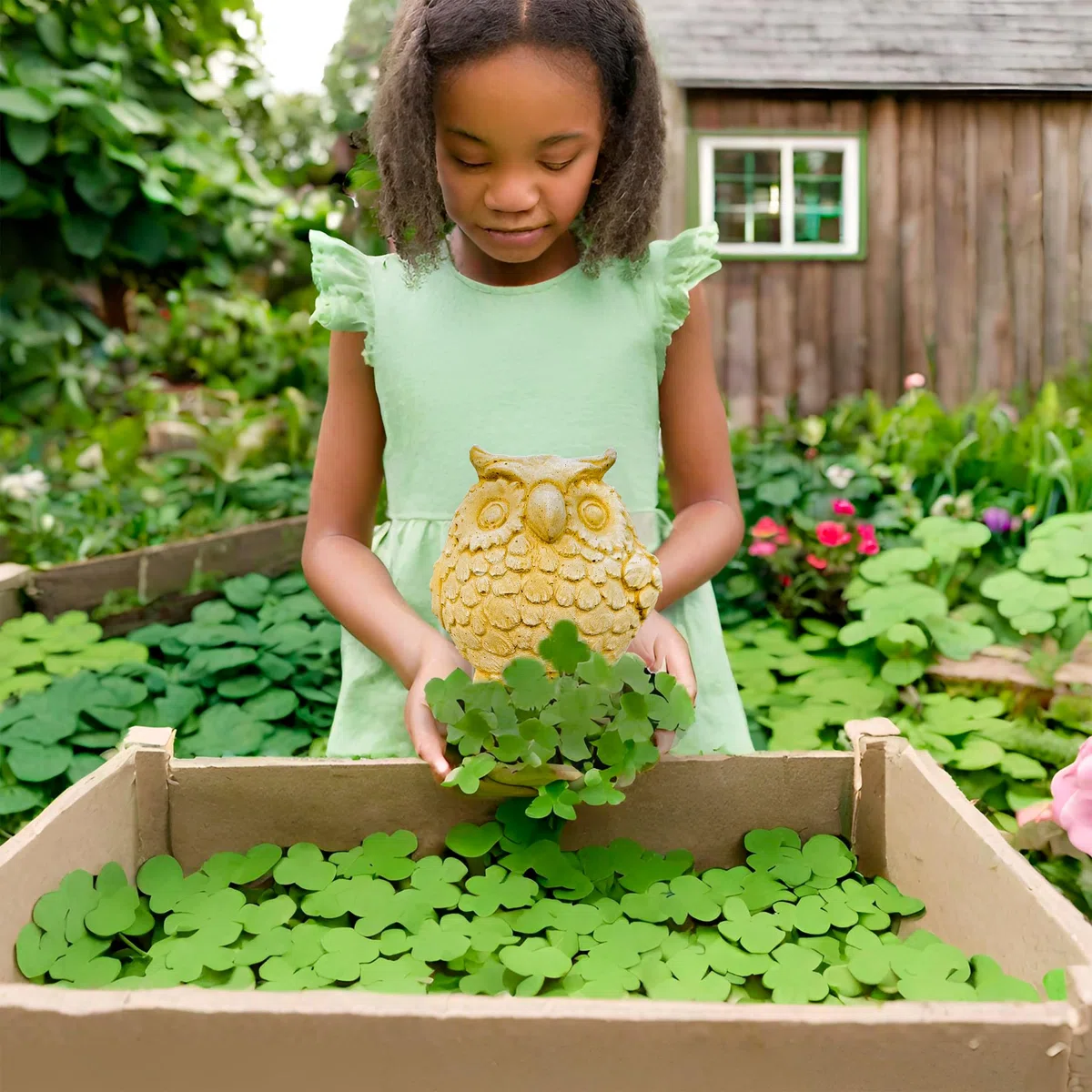Gufo Porta Fortuna Statua Giardino In Polvere Di Marmo Gufetto Portafortuna Civetta Altezza 17 - Base 10x12 Cm - Peso 3,5 Kg