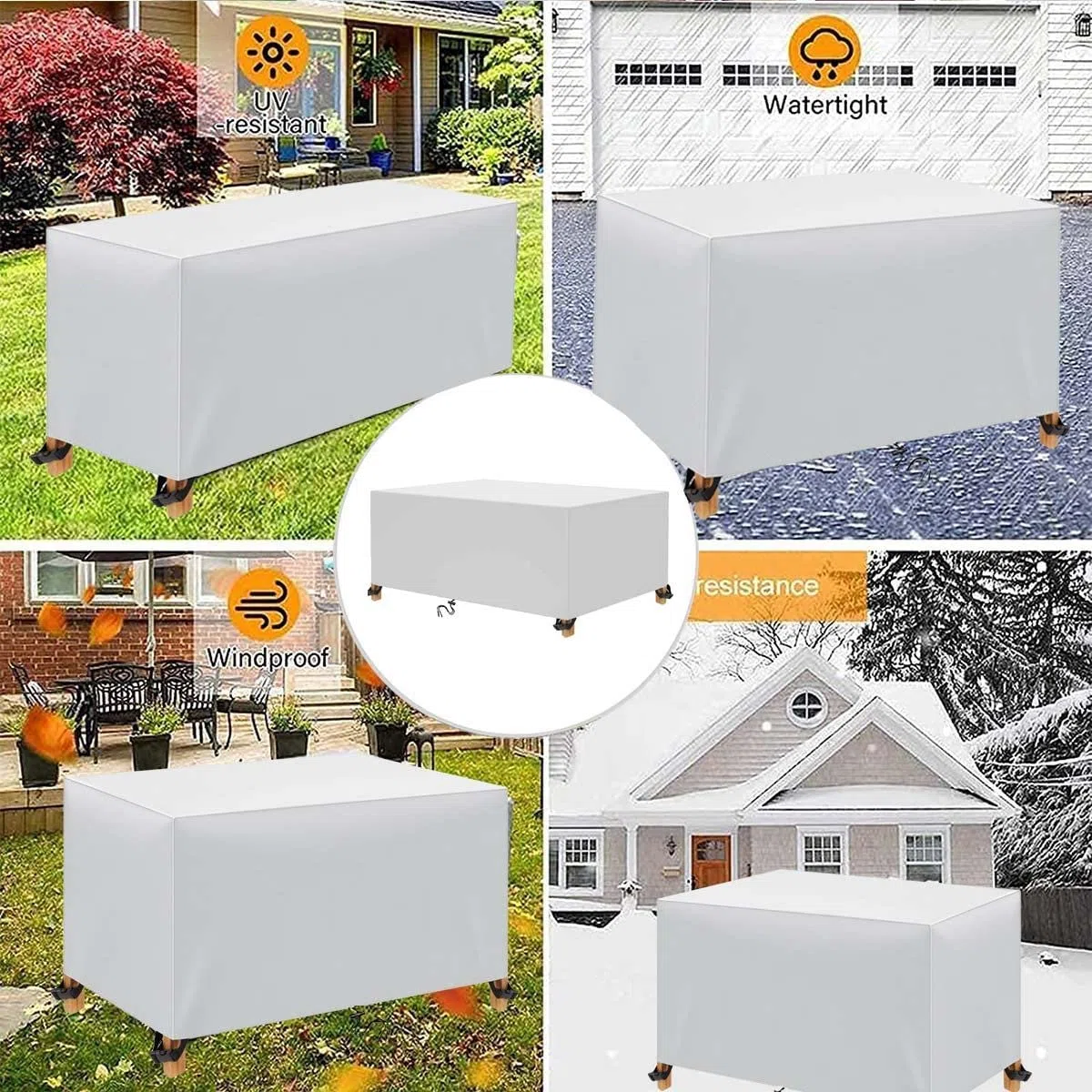 Coperture per Mobili da Giardino 210x170x70cm Copertura Tavolo Sedie Esterno Telo Copri Tavoli da Terrazza Quadrato 600D Oxford Impermeabile Anti-UV Antivento