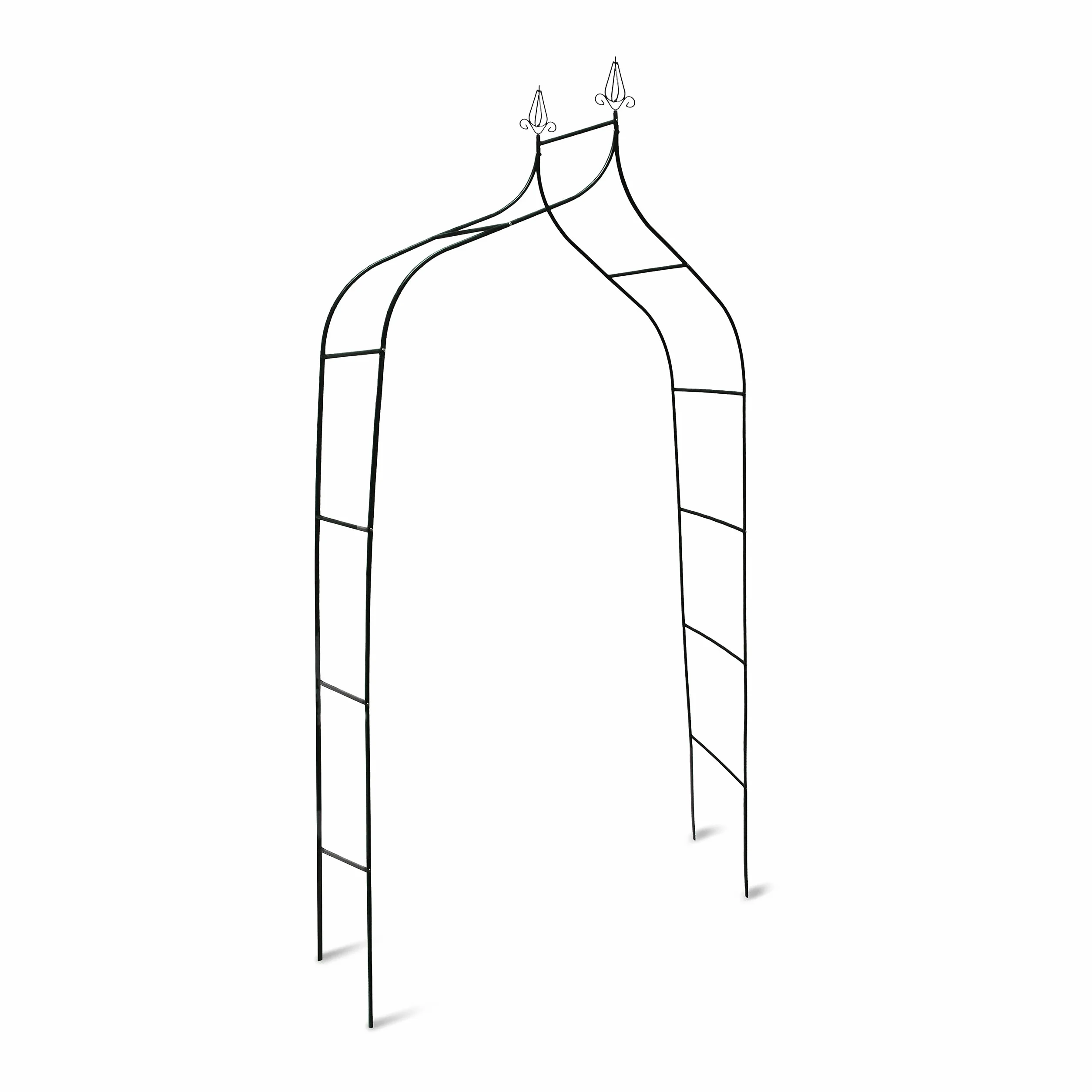 Relaxdays Arco per Rose Rampicanti, 255x140x38 cm, Struttura Resistente alle Intemperie, Design Romantico, Verde Scuro