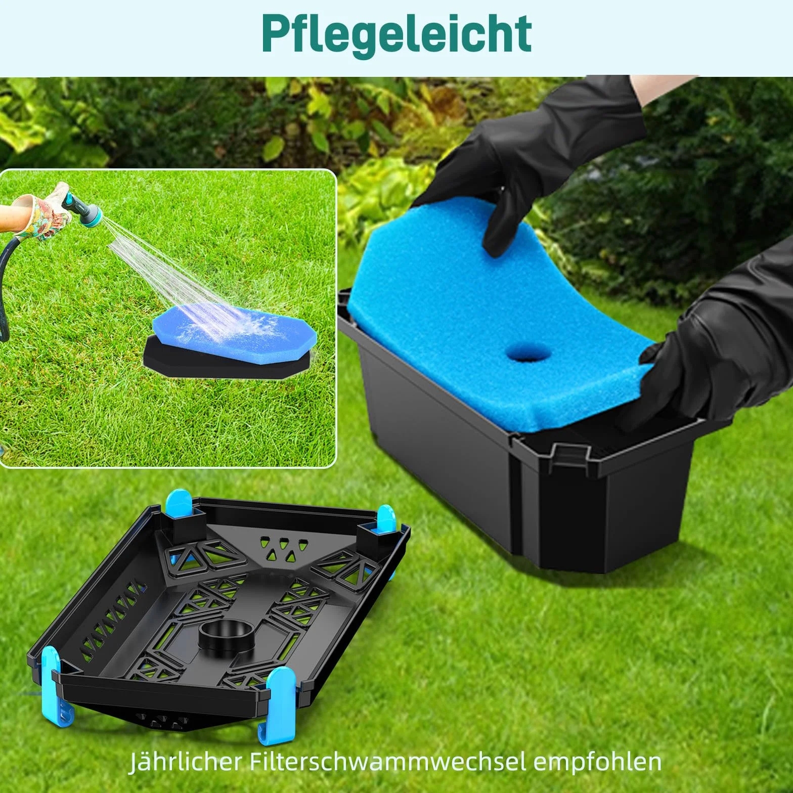 Biling Set completo di filtro per laghetto, utilizzato con pompa per laghetto solare, pompa per fontana, filtro per laghetto, cascata, sistema di filtrazione biologica per la protezione delle pompe