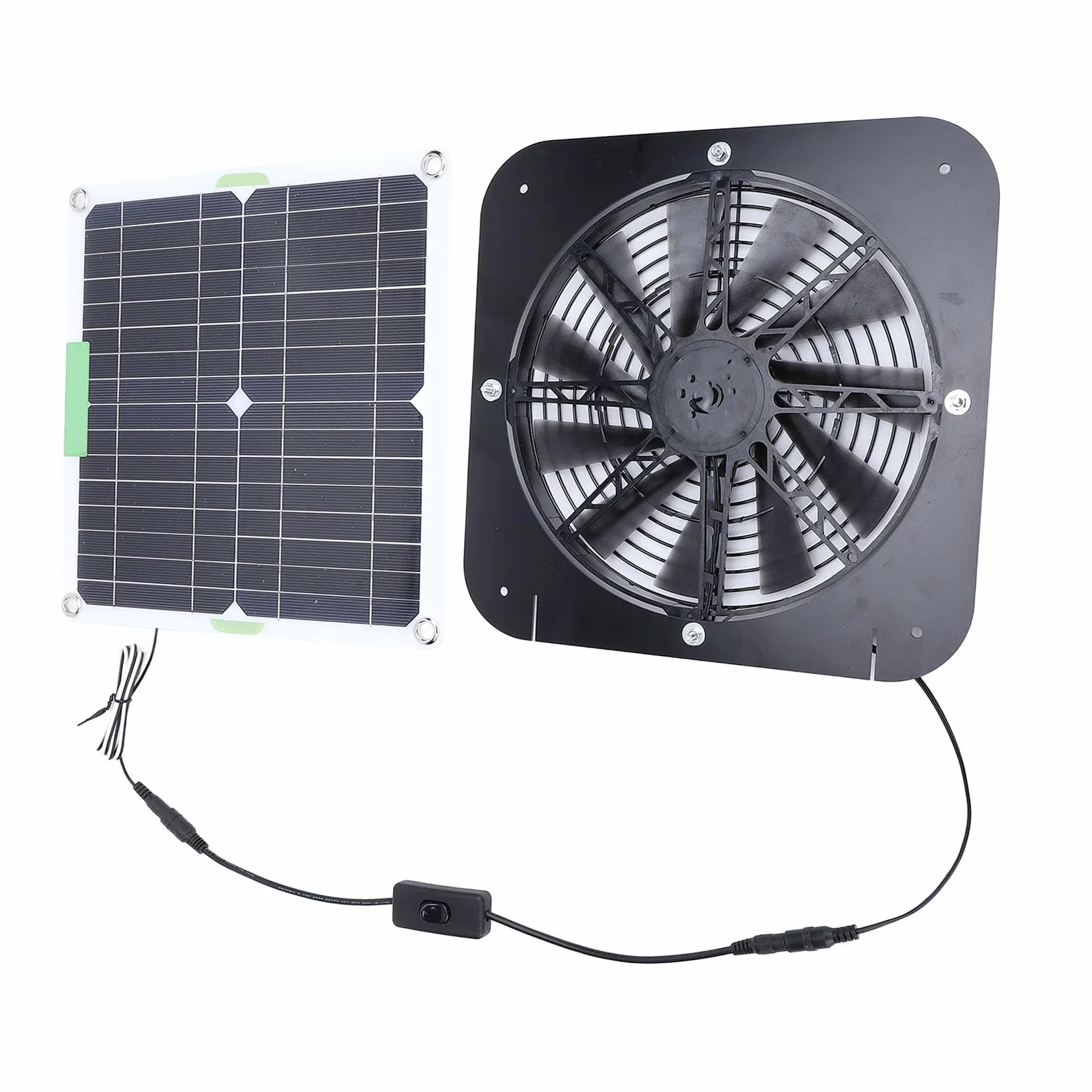 Brrnoo Ventilatore Solare per Casetta per Polli e Cani Ventilatore di Scarico con Pannello Fotovoltaico da 100 W Diametro 13 5 Pollici Installazione Facile con Staffa per Condotta di Sca