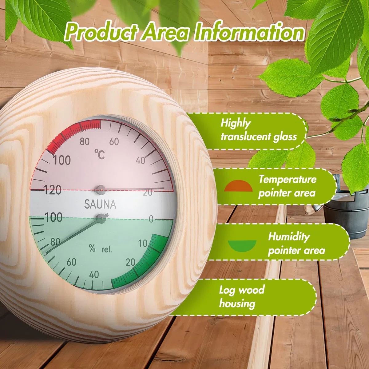 ALLOMN Termometro igrometro per sauna, 2 in 1, in legno, digitale, accurato, per sauna e bagno turco, per officina, scuola, mercato, magazzino, sala sauna