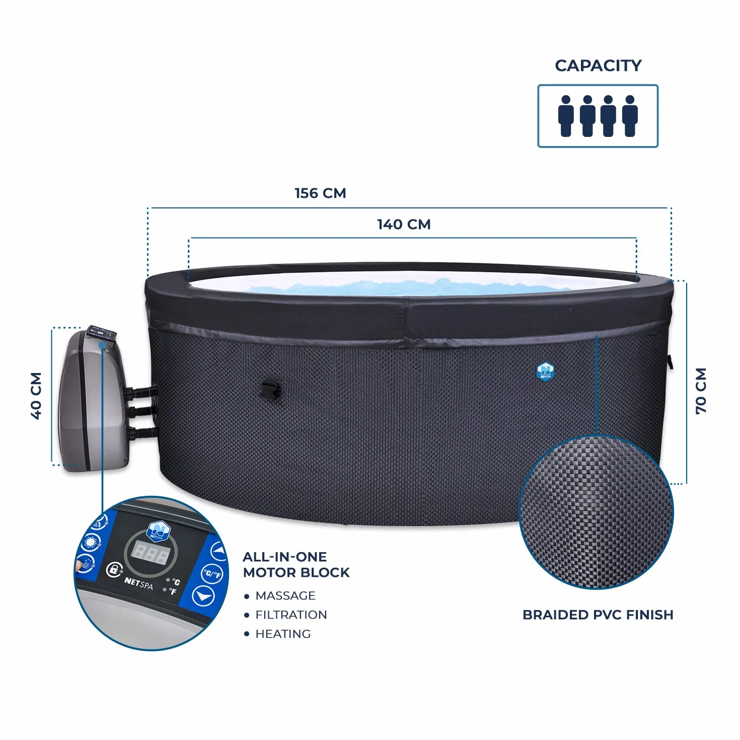 NETSPA SP-VIP140B NetSpa Vita 4 Places - Spa semi rigida