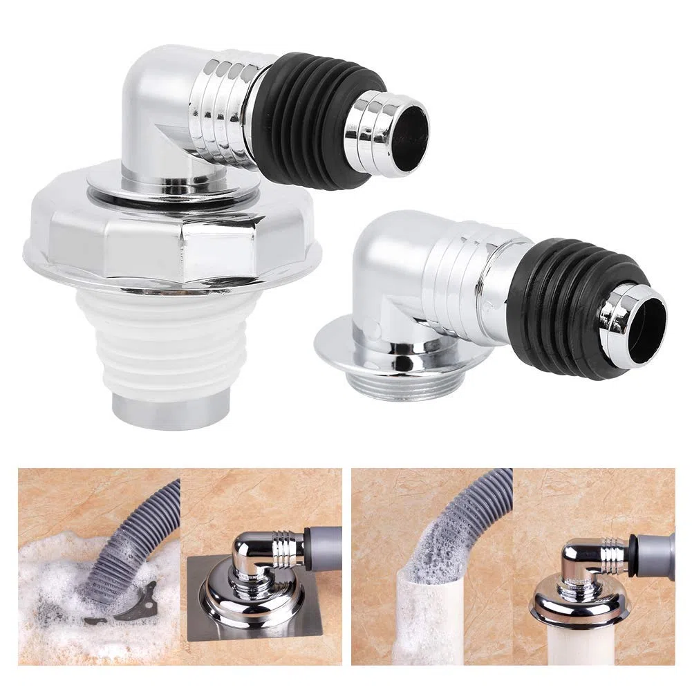 Raccordo di scarico a pavimento, Materiale PVC resistente corrosione, Rotazione 360 gradi facile installazione, Giunto copertura scarico, Per lavatrice e serbatoio toilette