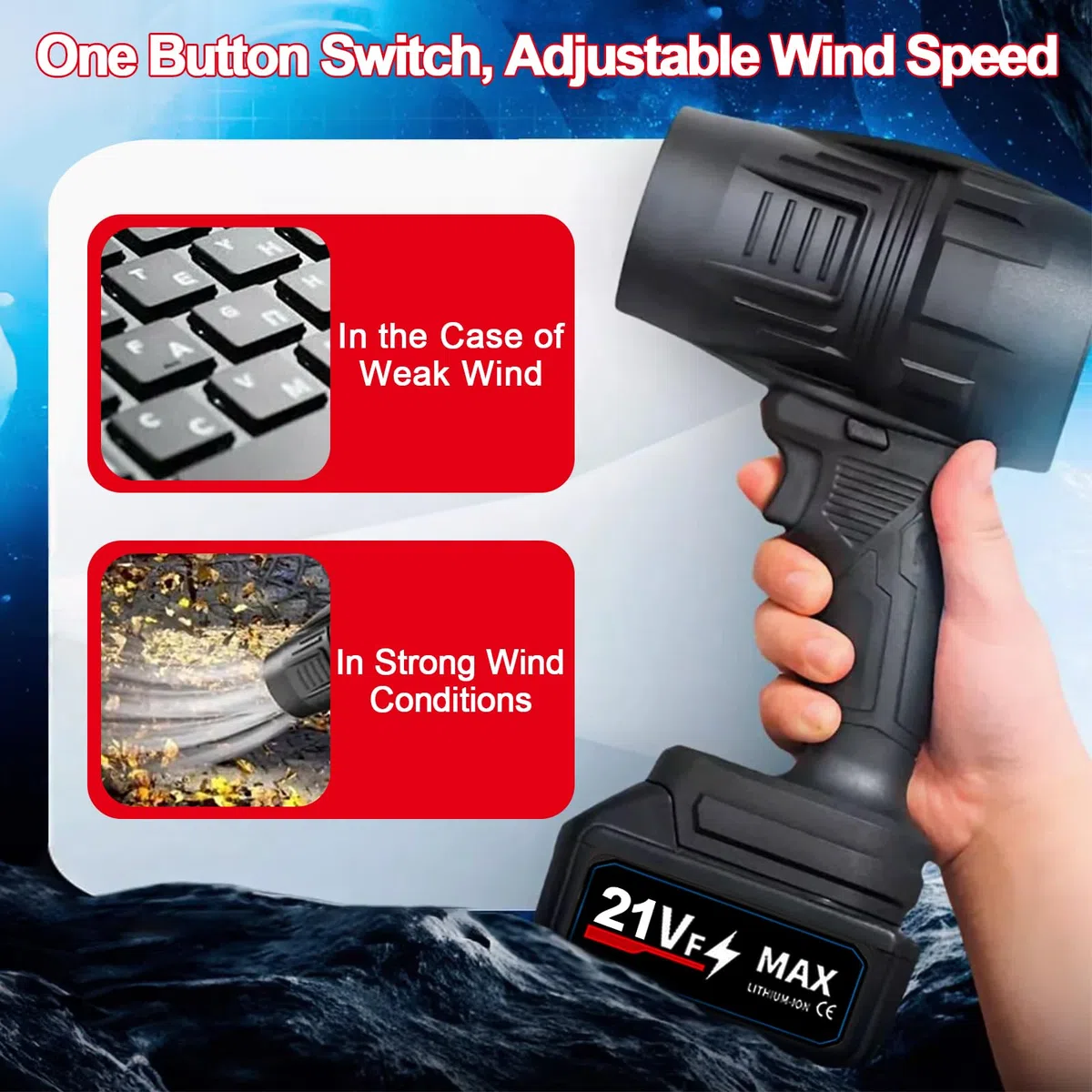 Soffiatore portatile, Spolveratore Elettrico Ricaricabile con 2 Batterie e Caricabatterie, Soffiatore Turbo Regolabile per Auto Compressa Portatile per la Pulizia di Casa e Esterni, Foglie, Neve