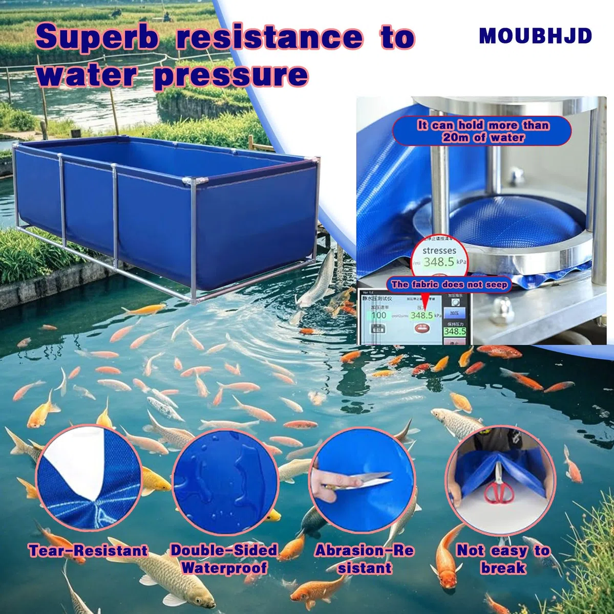 Grande Piscina Rettangolare Con Bordi, Piscina Fuori Terra Con Telaio In Acciaio Per Giardino Esterno Per Famiglie E Bambini, Montaggio Semplice, Telaio In Metallo Durevole, Include Cerotto Di