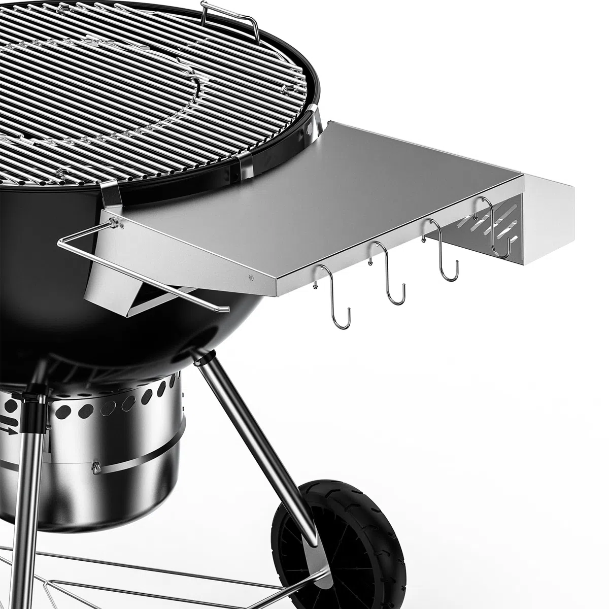 onlyfire Tavolino da Barbecue per Griglie a Carbonella Weber Master-Touch e Original Kettle da 57 cm, Tavolino da Griglia Aggiornato con Portasciugamani in Rotolo di Carta e Scatola per Condimenti