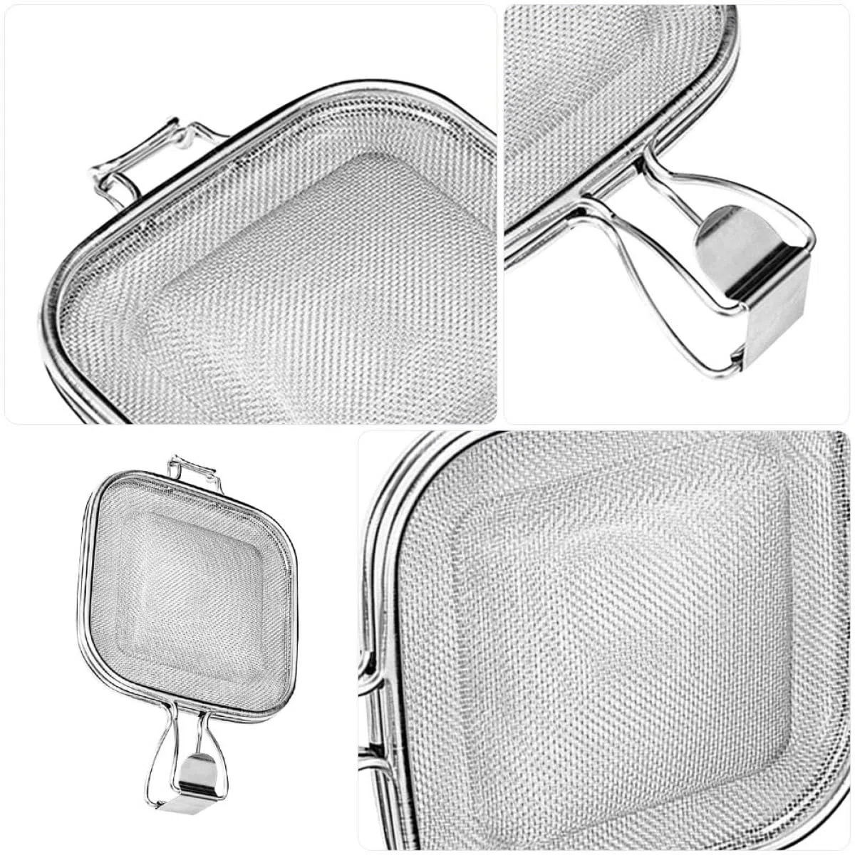 Pinza da Cucina in Acciaio Inossidabile Rete per Cottura Arrosto e Bordo Arrotondato, per Tostare Pane e Verdure Asciutte