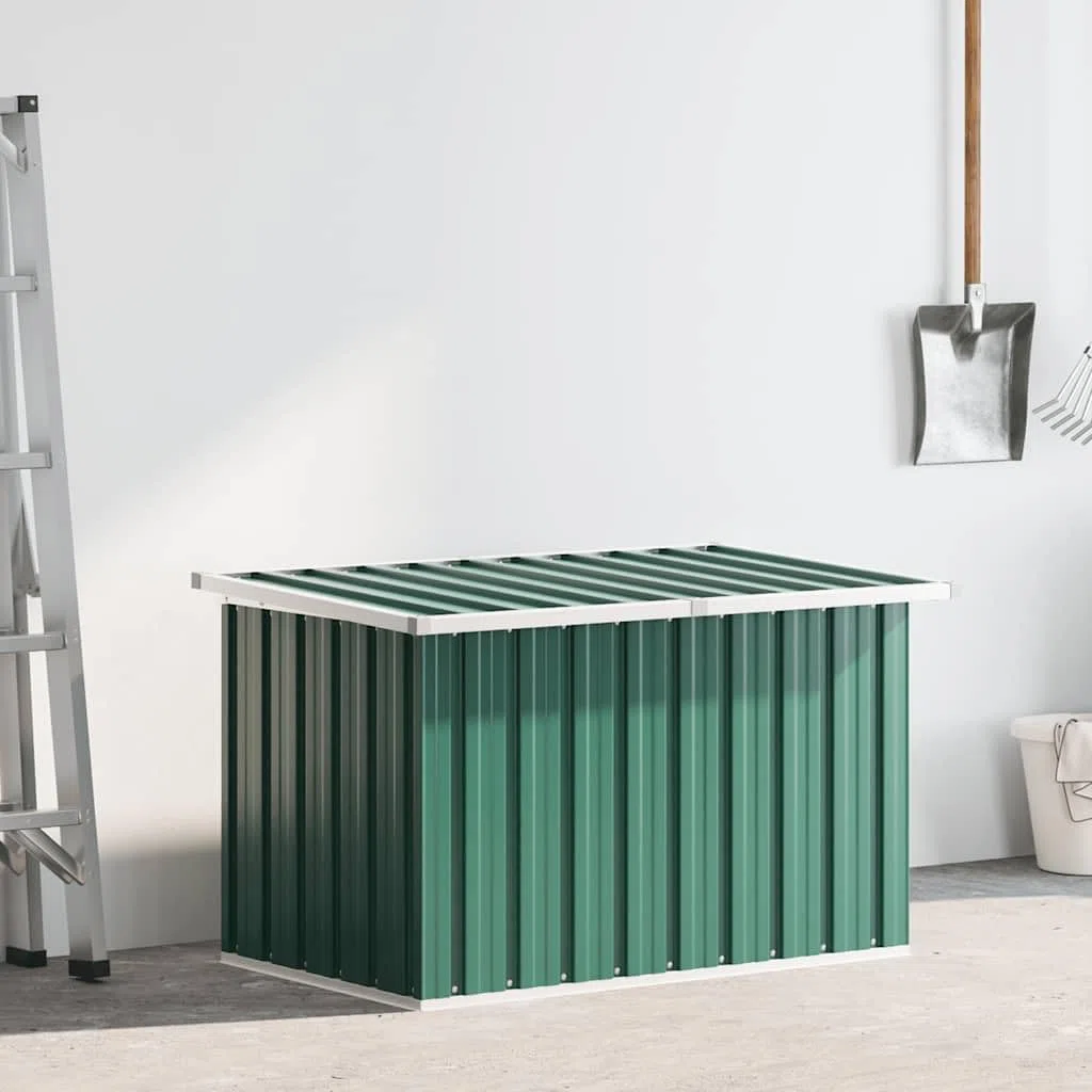 Contenitore da giardino verde, 109 x 67 x 65 cm, elegante e spazioso, in robusto acciaio zincato, per interni ed esterni, ideale per cuscini, attrezzi, giocattoli