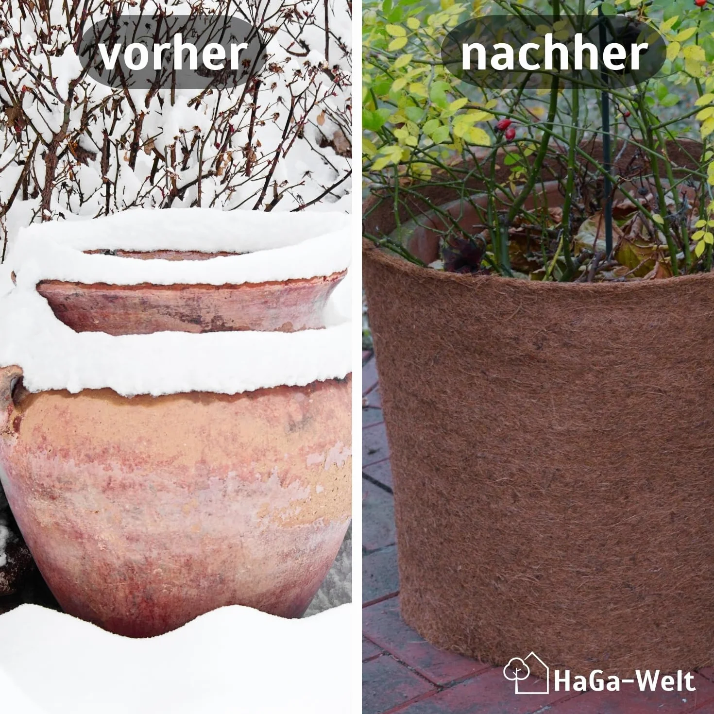 HaGa® Tappetino in cocco 1 m x 5 m con protezione invernale 800 g/m², spruzzato su un lato con lattice naturale, prodotto naturale 100% biodegradabile