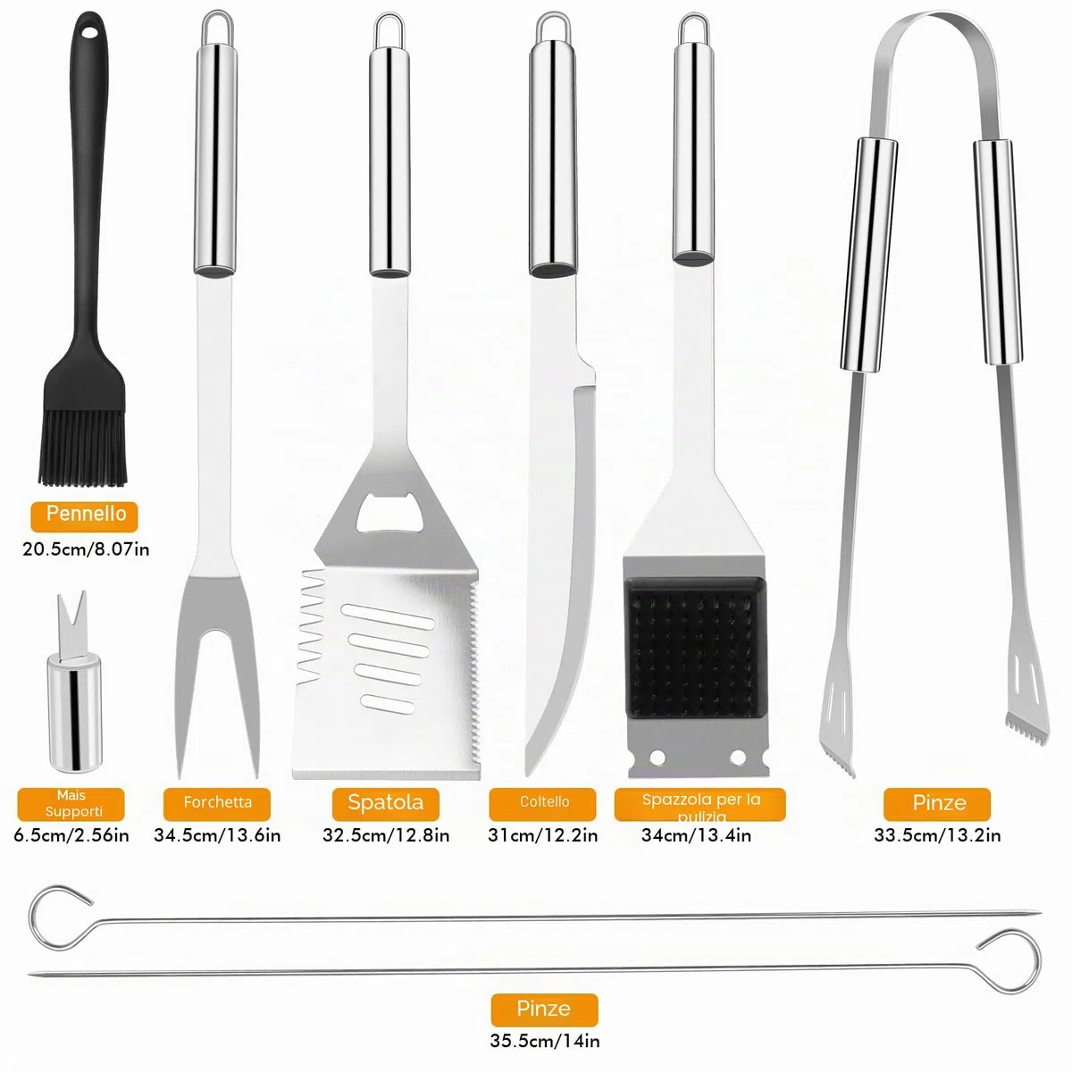 15Pcs Kit Barbecue,Set Barbecue Professionale In Acciaio Inox,Pratico Set Utensili Barbecue Attrezzi Con Borsa Portatile,Set Barbecue Accessori Regalo Uomo Cortile Campeggio All'aperto Cucina Picnic