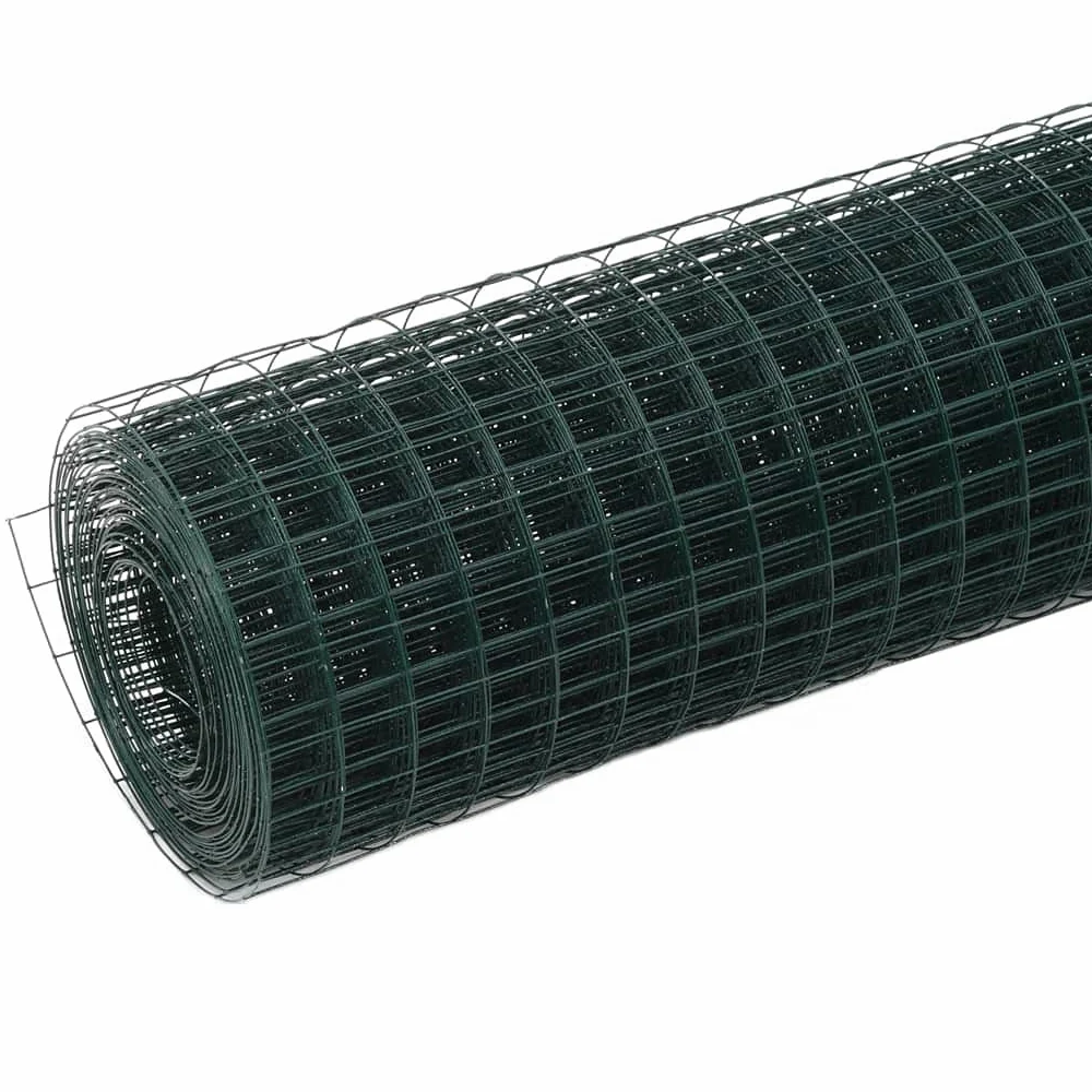 Rete per Pollaio in Acciaio Zincato e PVC Verde 25x0,5 m | Barriera protettiva per orto e giardino, ideale per recintare piccoli animali domestici e proteggere le piante.