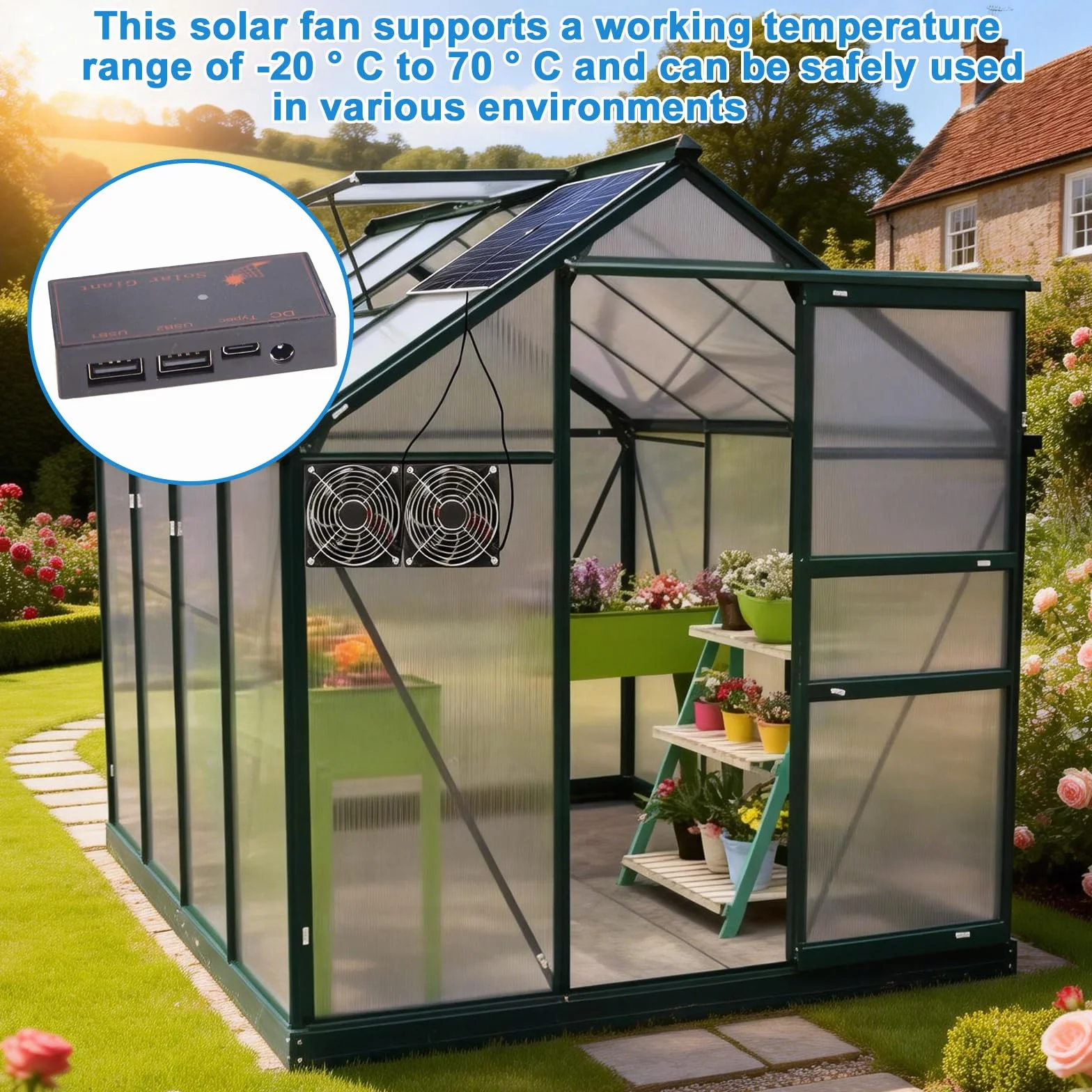 PORFOYO Kit Ventola per Pannello Solare,12W Ventilatore Alimentato da Pannello Solare,Ventilatore Solare,Kit Ventilatore Pannello Solare per Pollaio,Serra,Capanno da Giardino(Doppia Ventola)