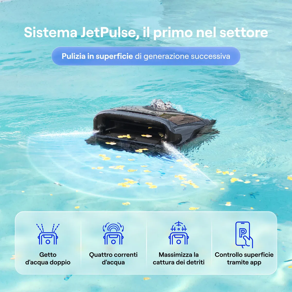 Beatbot Sora 70 Robot Piscina pareti e Fondo, Superficie e Linea,Blu | Pareti e fondo, superficie e linea di galleggiamento, senza fili, parcheggio in superficie,App,Piscine Fuori Terra/interrate