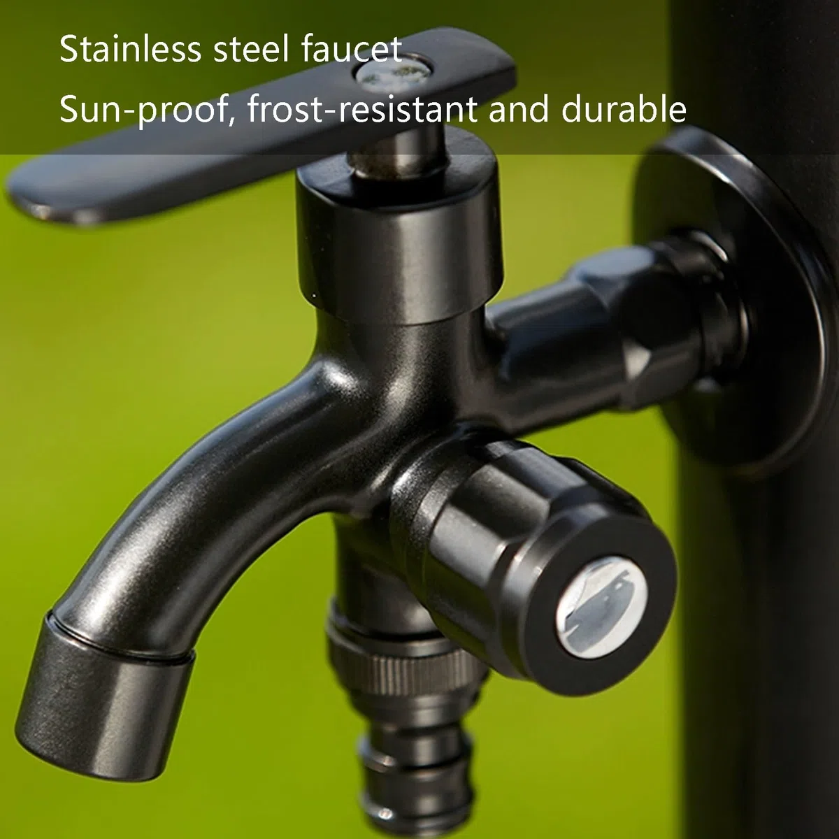 XBTGS Colonna d'acqua da giardino in acciaio inox con doppio rubinetto, rubinetto verticale antigelo per esterni per cortili e giardini, supporto resistente per un comodo accesso e, B