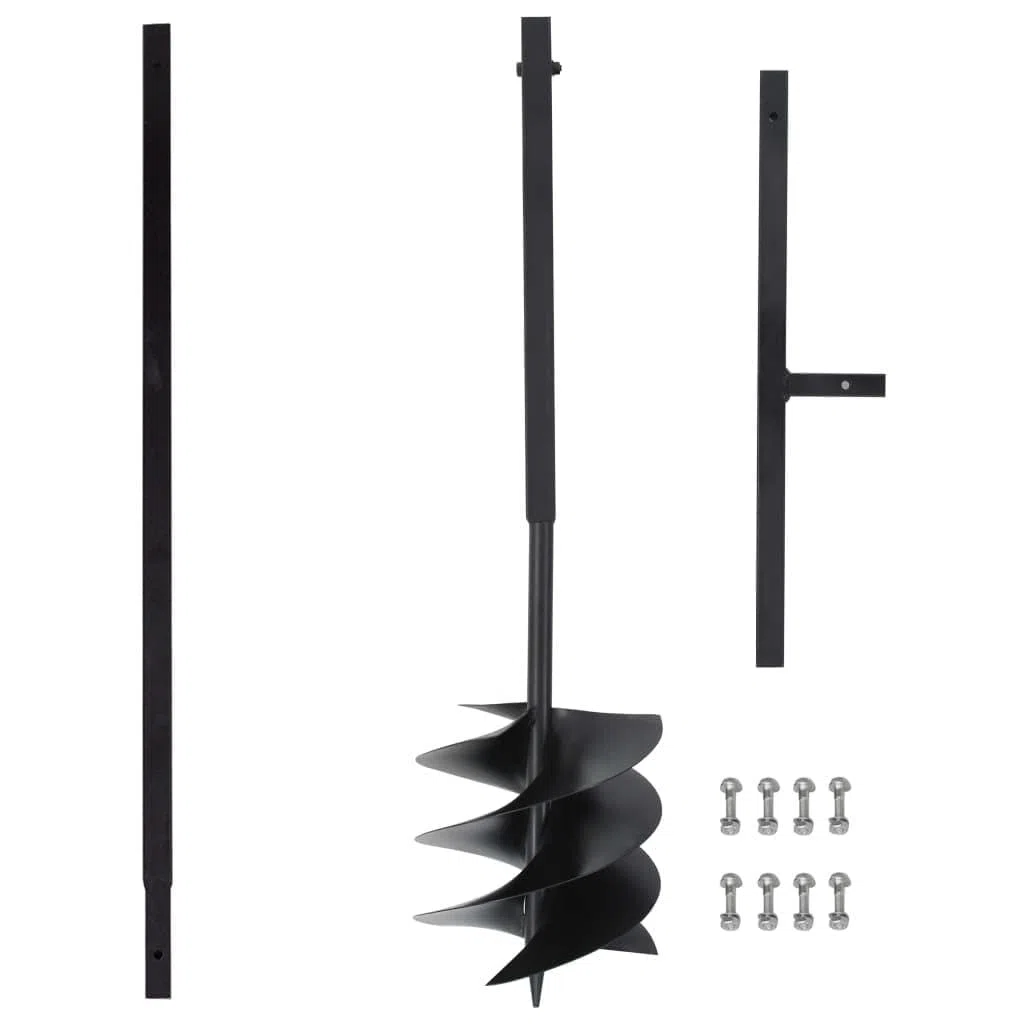 Trivella con manico in acciaio da 250 mm, punta elicoidale con tubo di prolunga da 8 m, set per praticare fori in giardino, pavimento, aiuola e piantare bulbi
