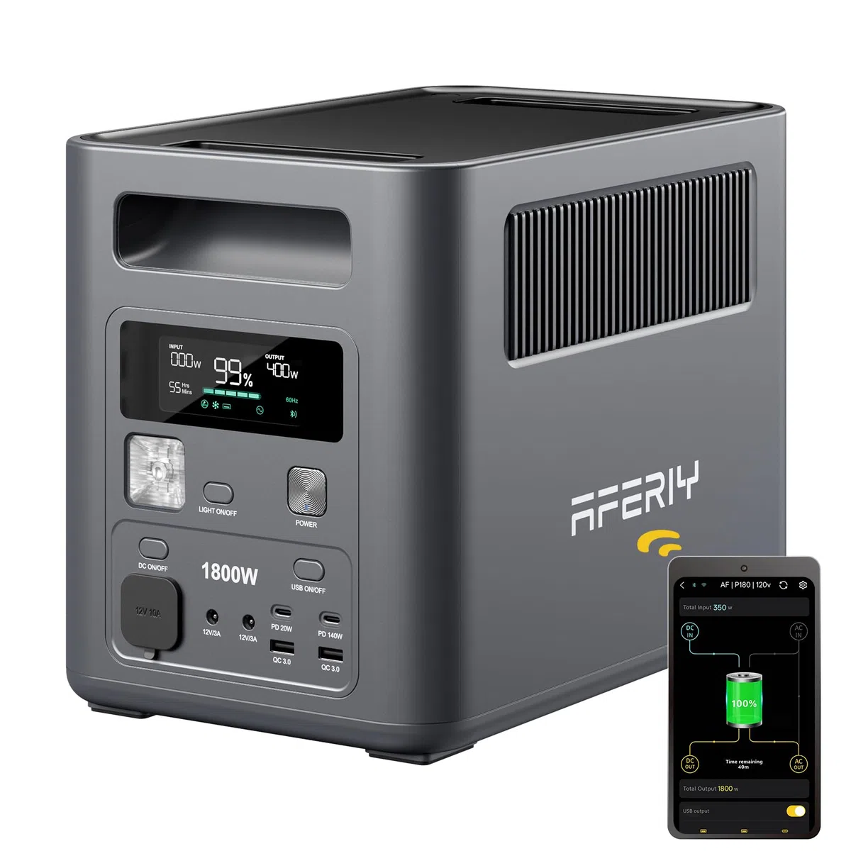 AFERIY Centrale Elettrica Portatile 1800 W Generatore Corrente Solare 1024 Wh Generatori Solari Batteria LiFePO4 Portable Power Station Ricarica Rapida In 1 Ora Per Casa Viaggi Campeggio