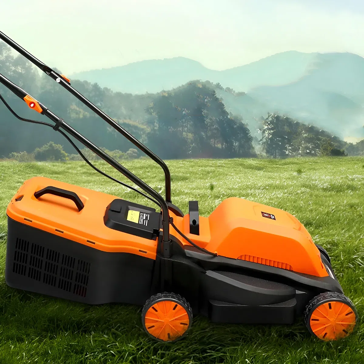 Tagliaerba Elettrico 1600W Larghezza Taglio 33 cm Altezza Regolabile su 3 Livelli e Cesto di Raccolta da 32L