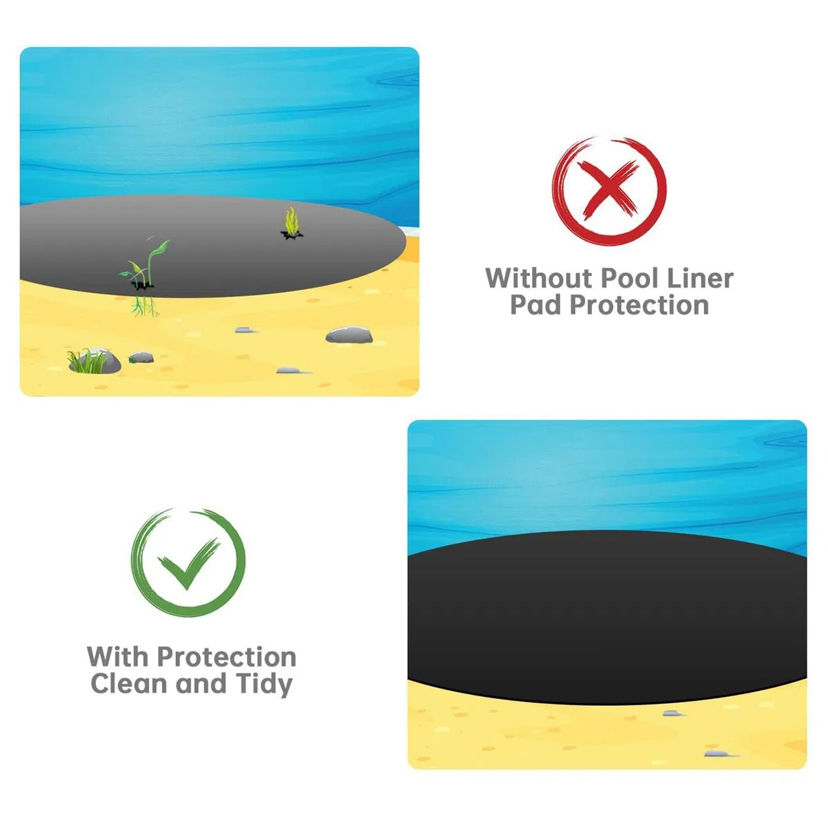 Tappeto di Protezione Terreno Piscina Quadrato Ispessito Protezione Anti | Sottofondo per Piscina per Casa Resort Libero Ville Comunità Hotel Giardino Cortile Terrazza