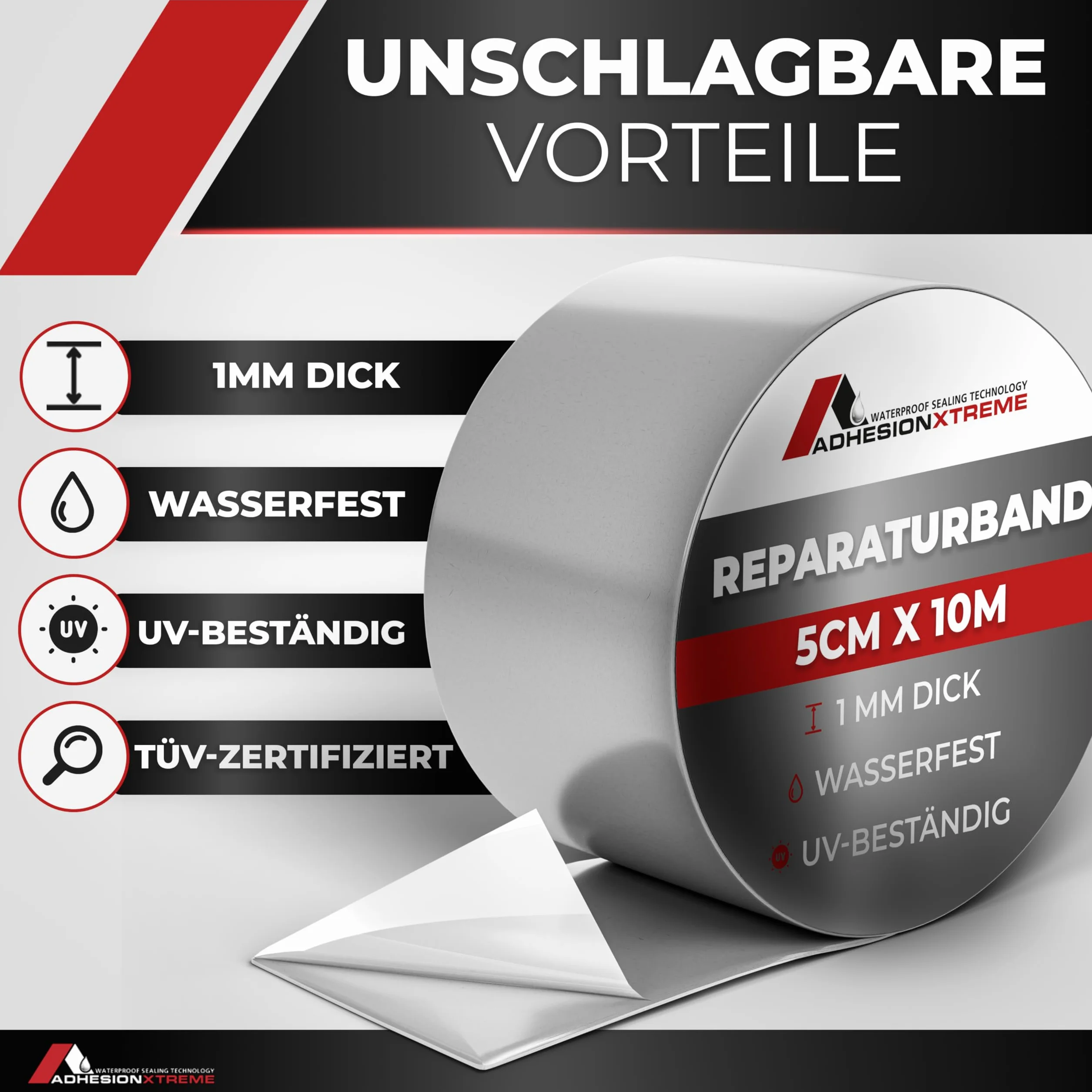 Nastro Sigillante Resistente ai Raggi UV, 100mm x 10m, Nero