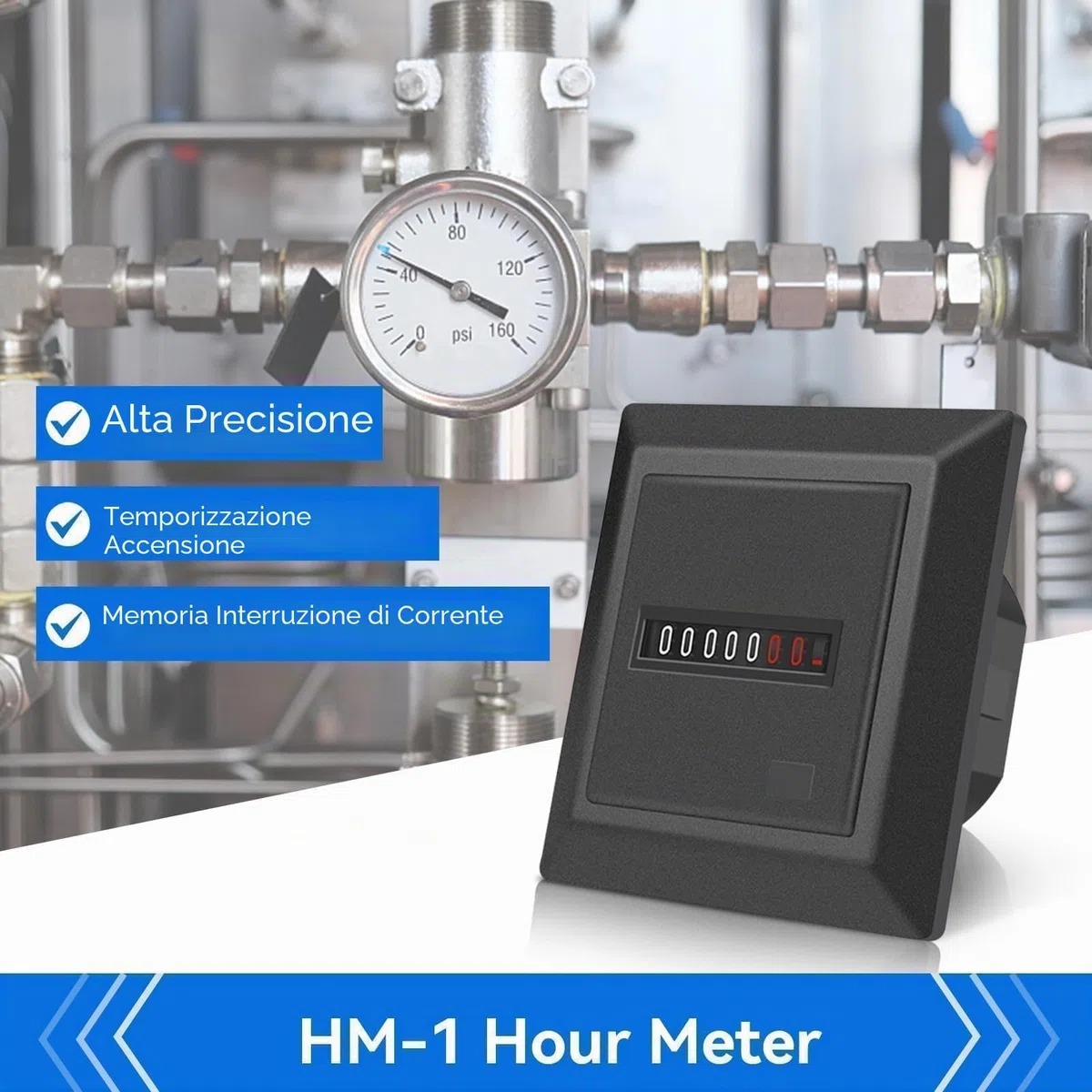 Contatore Ore Timer Con Display Digitale, AC 220-240 V 50 Hz Industriale Strumenti Timer Per Generatori Per Macchinari Di Ingegneria Per Veicoli Da Costruzione Macchine Agricole,0,3 W