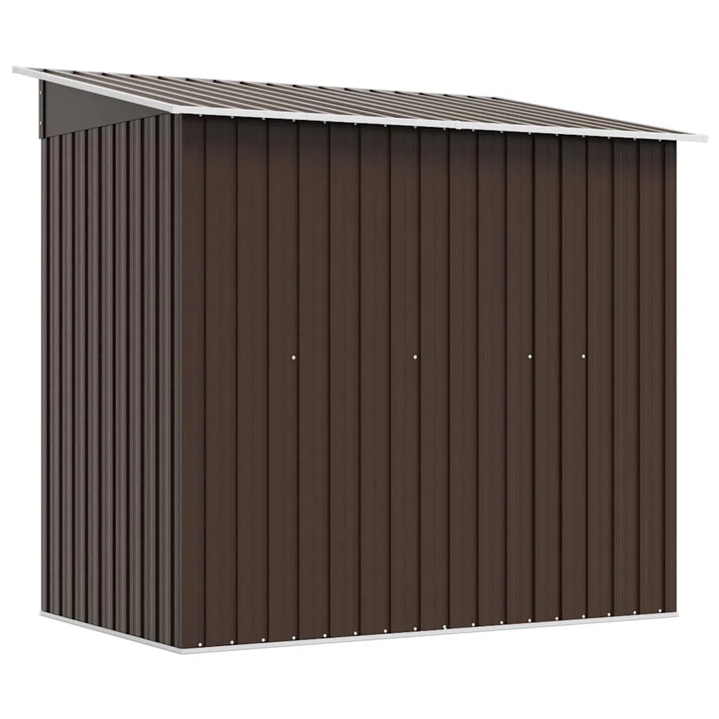 vidaXL Capanno per Attrezzi da Giardino Ventilato Ingresso a Scorrimento Robusto Casetta da Esterno Magazzino Marrone 194x121x181 cm in Acciaio