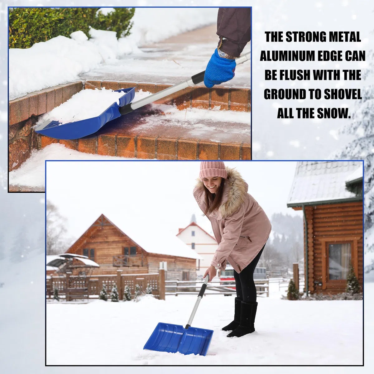 2 pezzi pala da neve per vialetto 52 pollici grande pala pieghevole leggera pala in metallo portatile resistente con impugnatura a D in alluminio per casa garage auto rimozione neve ghiaccio (blu)