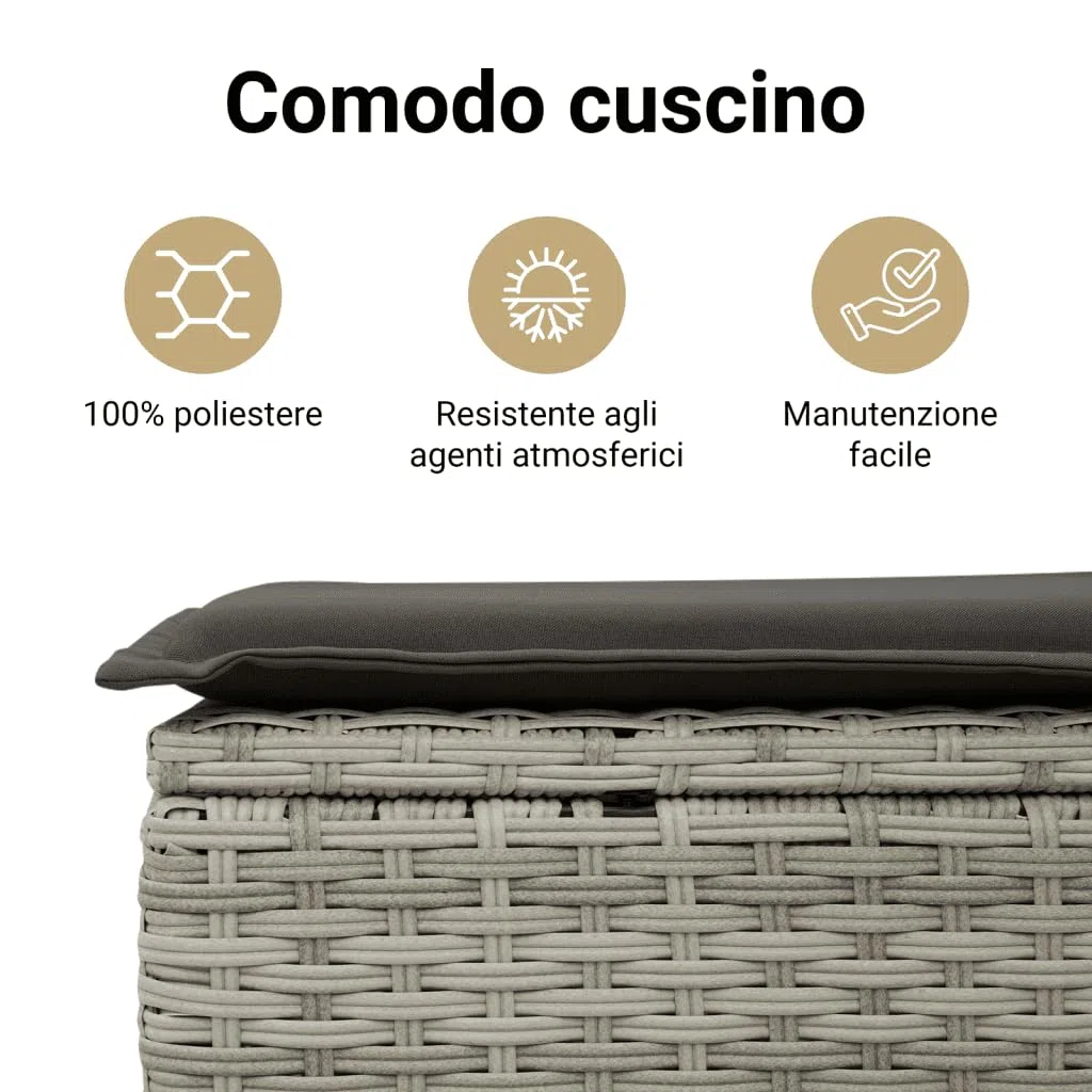 vidaXL Set Divano da Giardino 6pz con Cuscini Grigio Chiaro Polyrattan