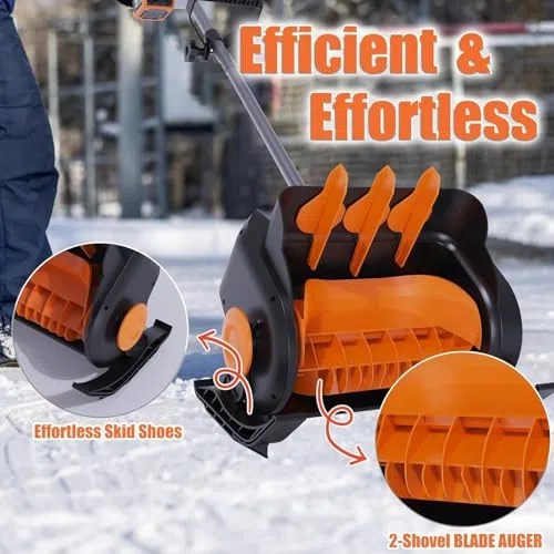 Spazzaneve elettrico, senza fili, con batteria e caricabatterie inclusi, con manico ausiliario per un facile utilizzo, ideale per una rapida rimozione della neve