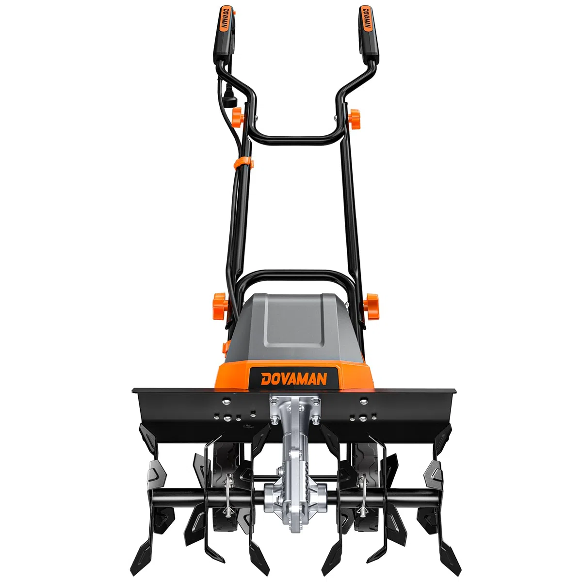 DOVAMAN Motozappa Elettrica 1800W, 46 cm Larghezza di Lavoro, 20 cm Profondità, 6 Lame in metallo, Ruote Regolabili a 4 Posizioni, Manico Pieghevole-T03