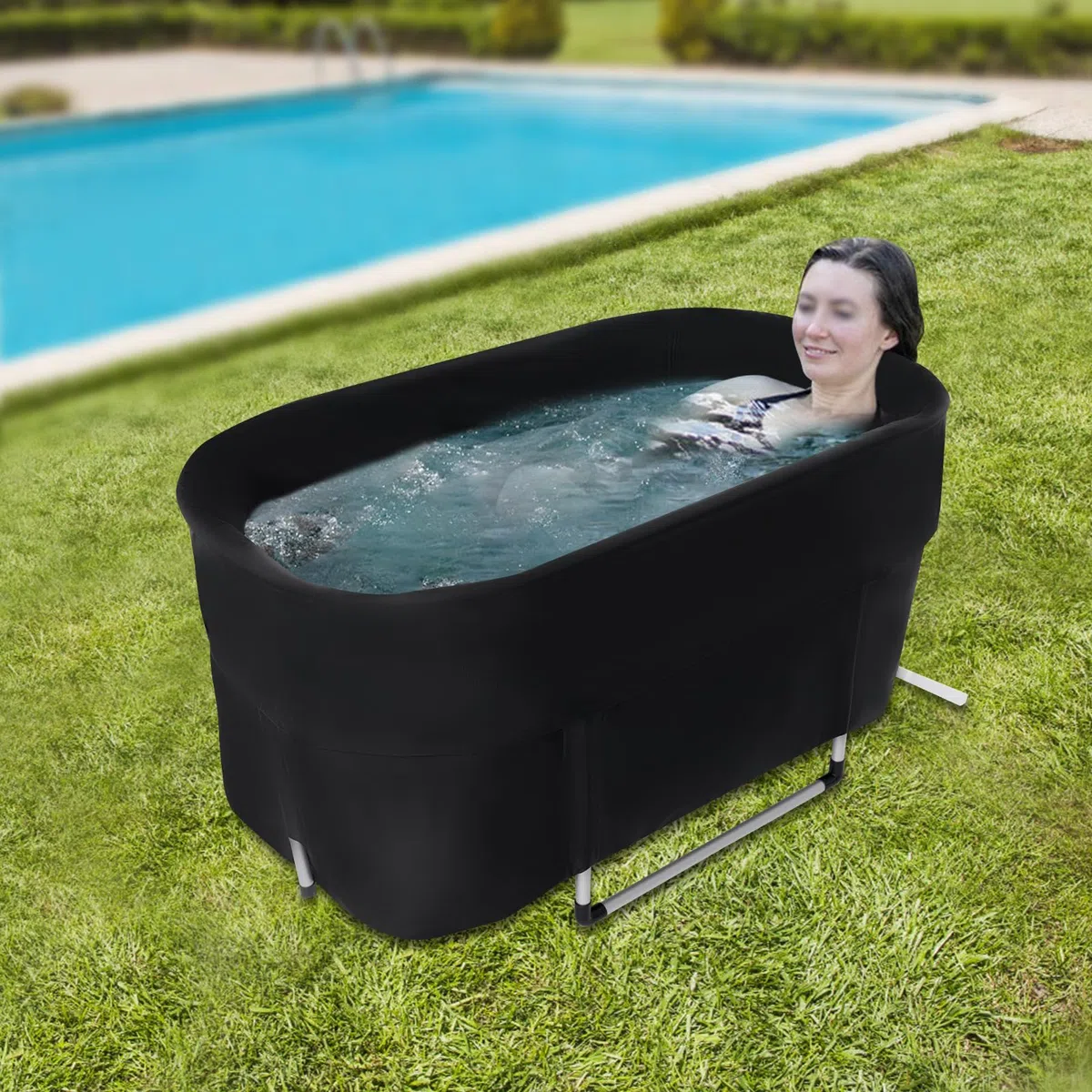 Vasca da bagno pieghevole per adulti, 115 x 57 x 55 cm, isolata con isolamento a 6 strati, per attività all'aria aperta, per atleti
