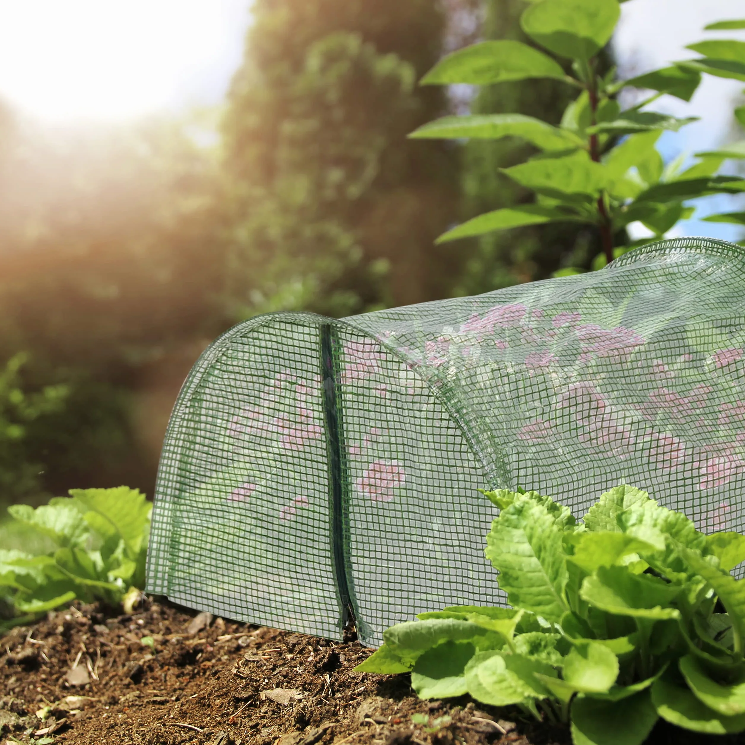Relaxdays Serra per Orto Mini, con Zip, Tunnel di 2,9 m, Pieghevole, da Giardino, Protezione per Piante e Fiori, Verde