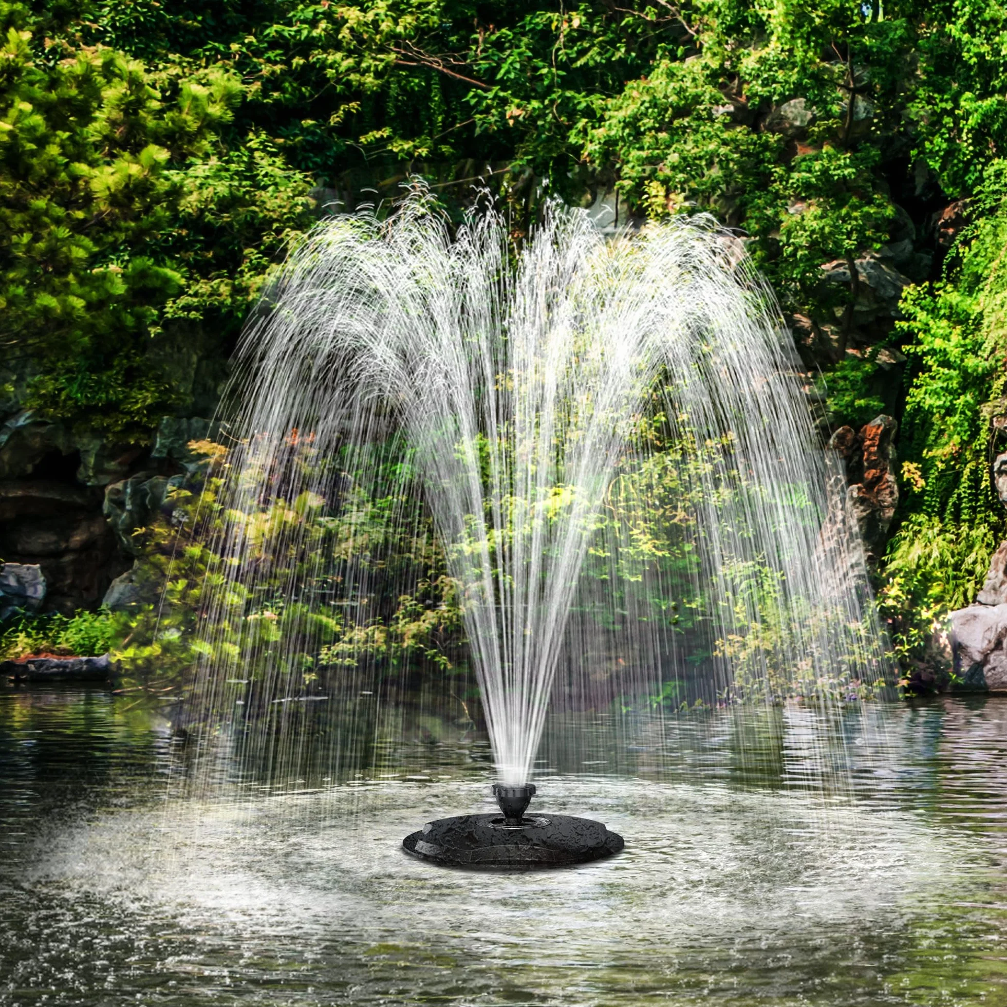 Biling Fontana galleggiante con illuminazione a LED per laghetto da giardino, fontana con pompa da 2500 l/h, cavo da 9 m con spina europea, gioco d'acqua con 3 modalità fontane (antigelo)
