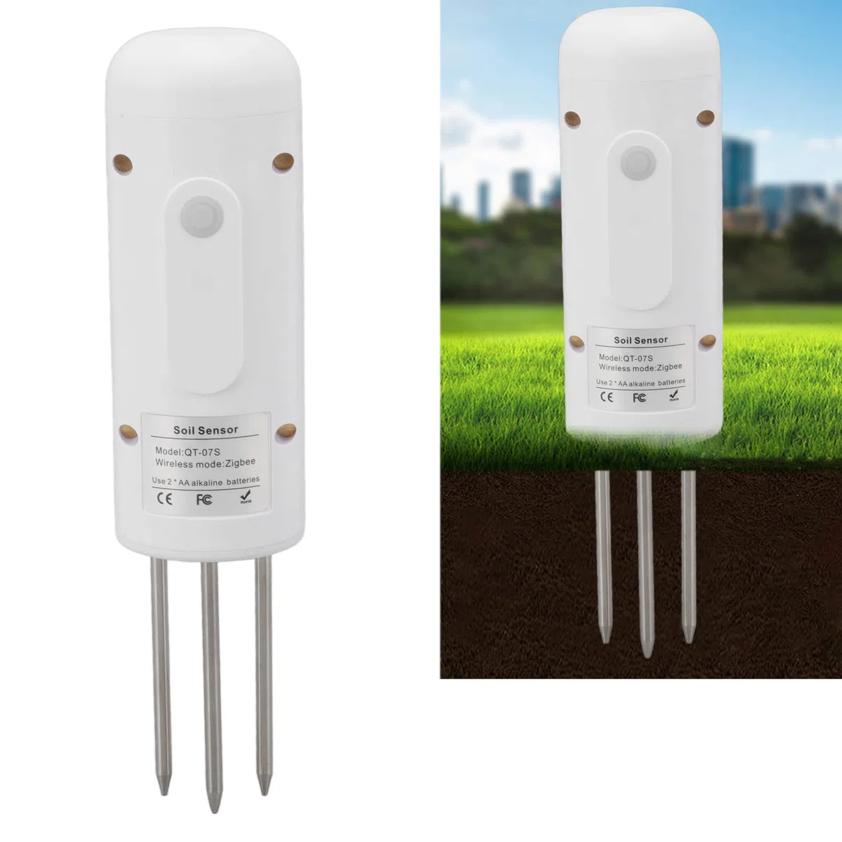TOPINCN Strumento di Misurazione della Temperatura e dell'umidità del Sensore del Suolo Wireless per Il Monitoraggio del Suolo delle Piante in Vaso da Giardinaggio Zigbee
