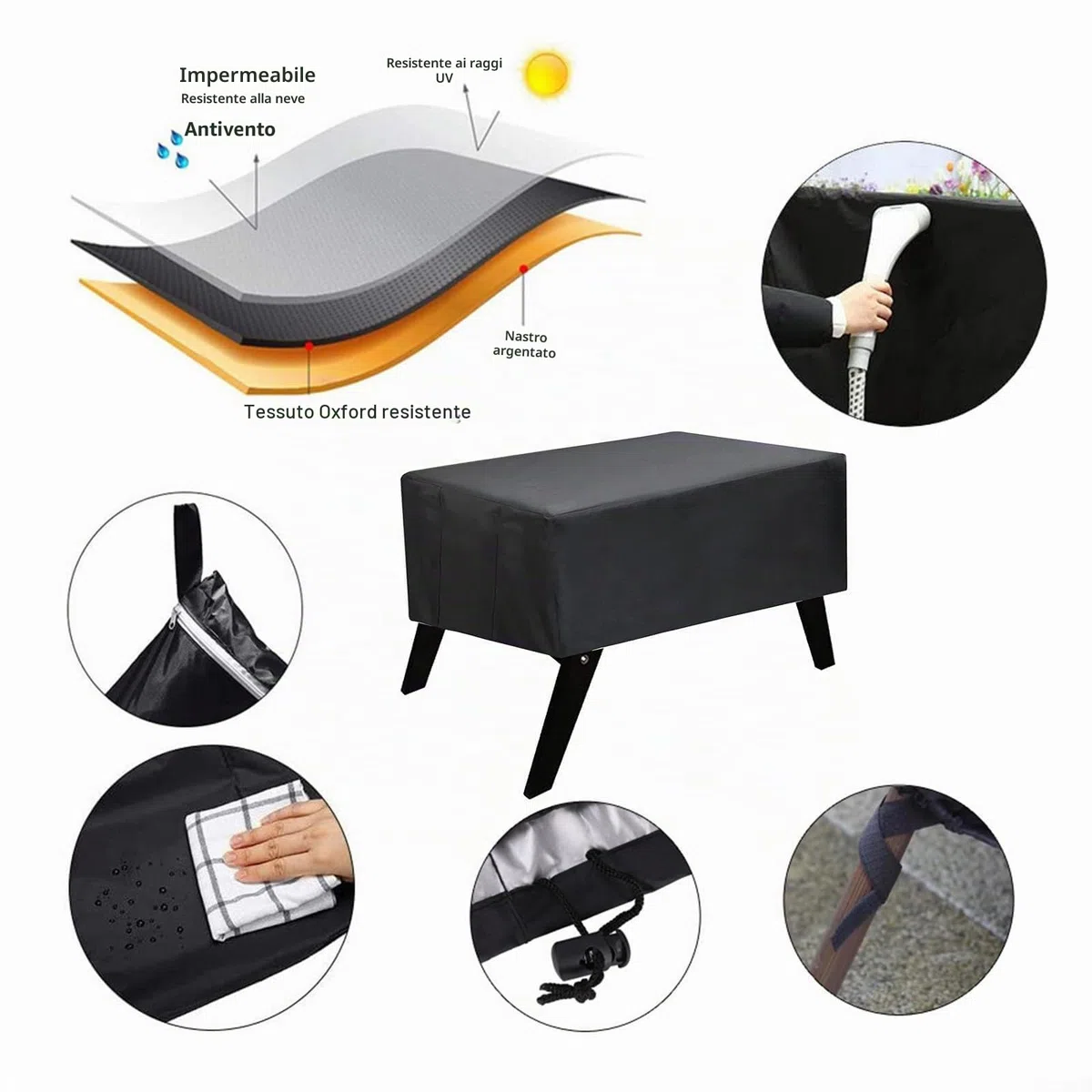 StarRing Copertura per tavolo da biliardino, impermeabile, antipolvere, per interni ed esterni, resistente ai raggi UV, per tavoli da calcio standard, 160 x 117 x 70 cm, in poliestere nero