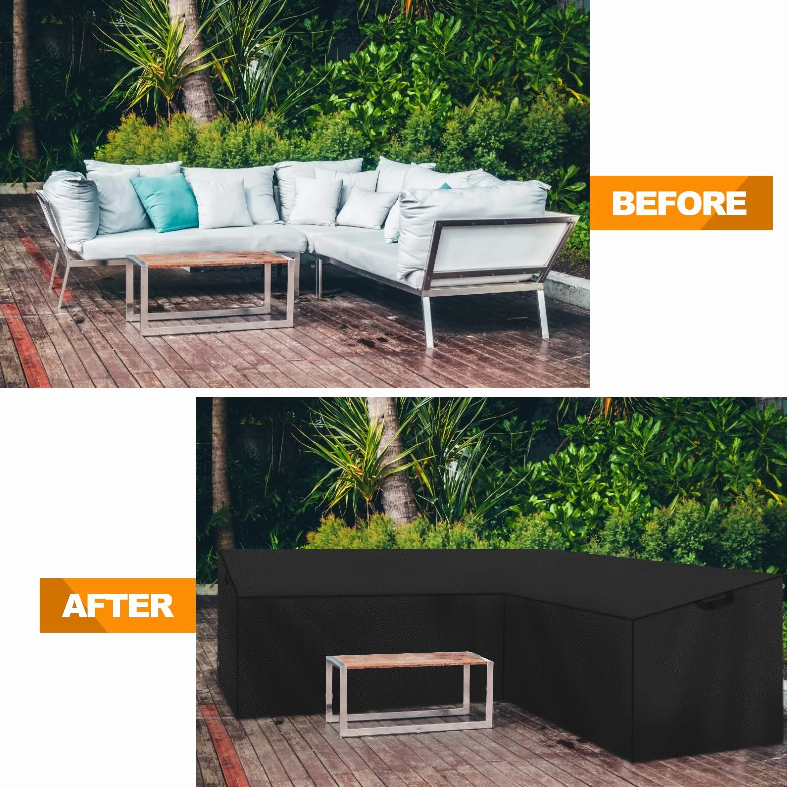 Copertura per mobili da Giardino a Forma di L, Impermeabile, in Rattan, per mobili da Giardino, Copertura per Divano ad Angolo, Gruppo Salotto ad Angolo, mobili Lounge, 215 x 215 x 80 x 85 cm