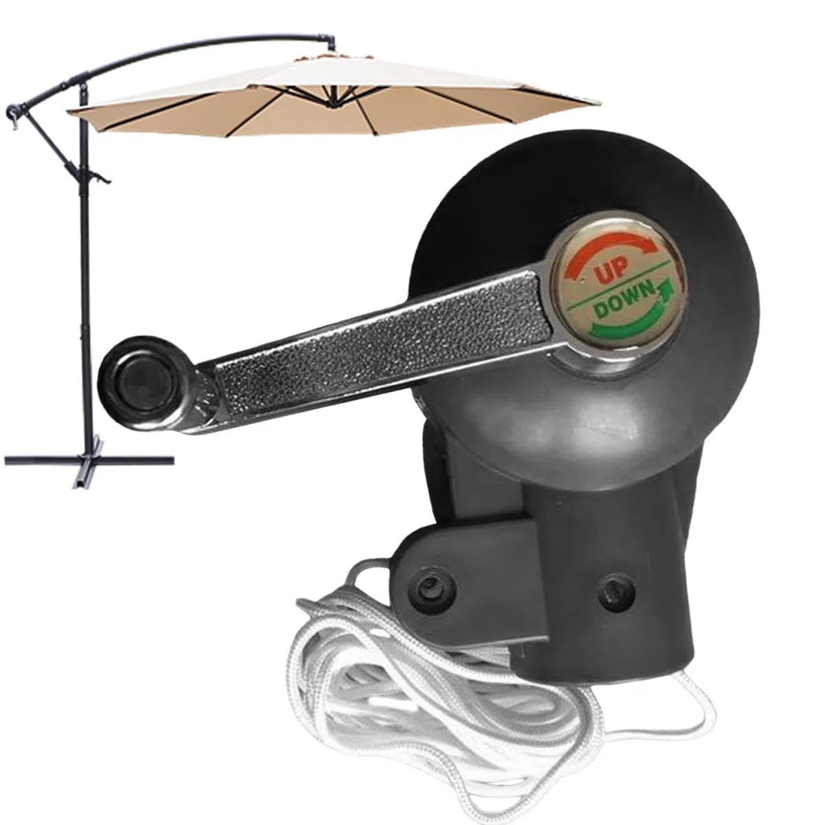 Maniglia a manovella per ombrellone da patio, ricambio per ombrellone da esterno, pezzi di ricambio per ombrelloni da giardino, parti di ricambio per ombrellone da spiaggia e cortile, Nero , Refer to