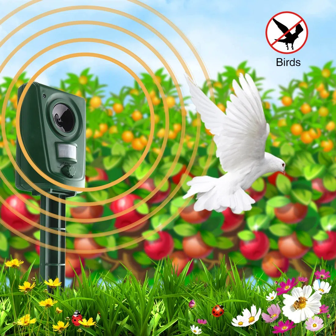 2X Repellente Ultrasuoni per Gatti,Dissuasore per Gatti Ultrasuo, Respinge Gatti, Uccelli e Altri Animali per Il Giardino