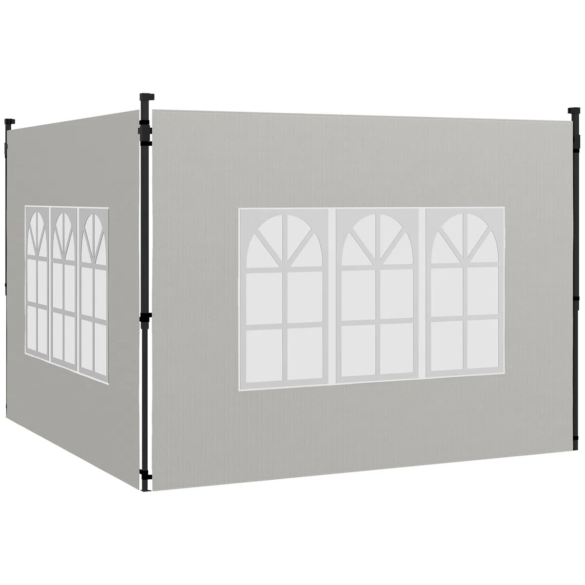 Outsunny Set 2 Pareti Laterali per Gazebo 3x3 m e 3x6 m, Teli per Gazebo con Finestre in PE e Plastica, Bianco