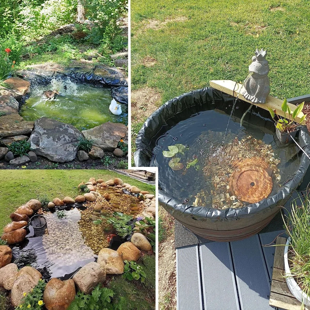 Rivestimento per stagni esterni, 0,12 mm, nero, per fontane e cascate, perfetto per piccoli stagni (8 m x 11 m), resistente, impermeabile, resistente ai raggi UV, facile da installare