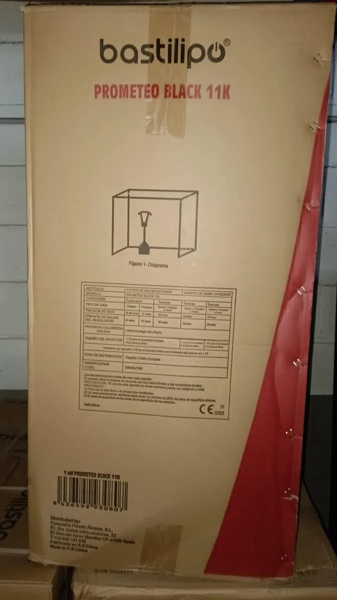 Prometeo Black 11K - Stufa a gas per esterni - Stufa per giardino o terrazzo da 11 KW - Propano o Gas butano - Raggio d'azione 20-30 m² - Bastilipo