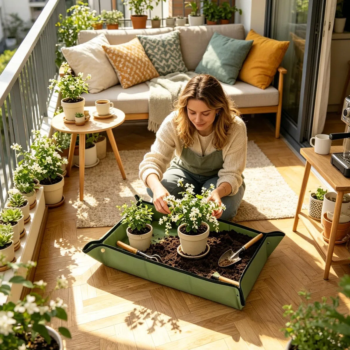 Tappetino Per Piante Portatile, , impermeabile e pieghevole | Tappeto da giardinaggio per trapianto di piante Adatto A Giardino Cortile Patio Balcone Prato Casa Dormitorio Appartamento
