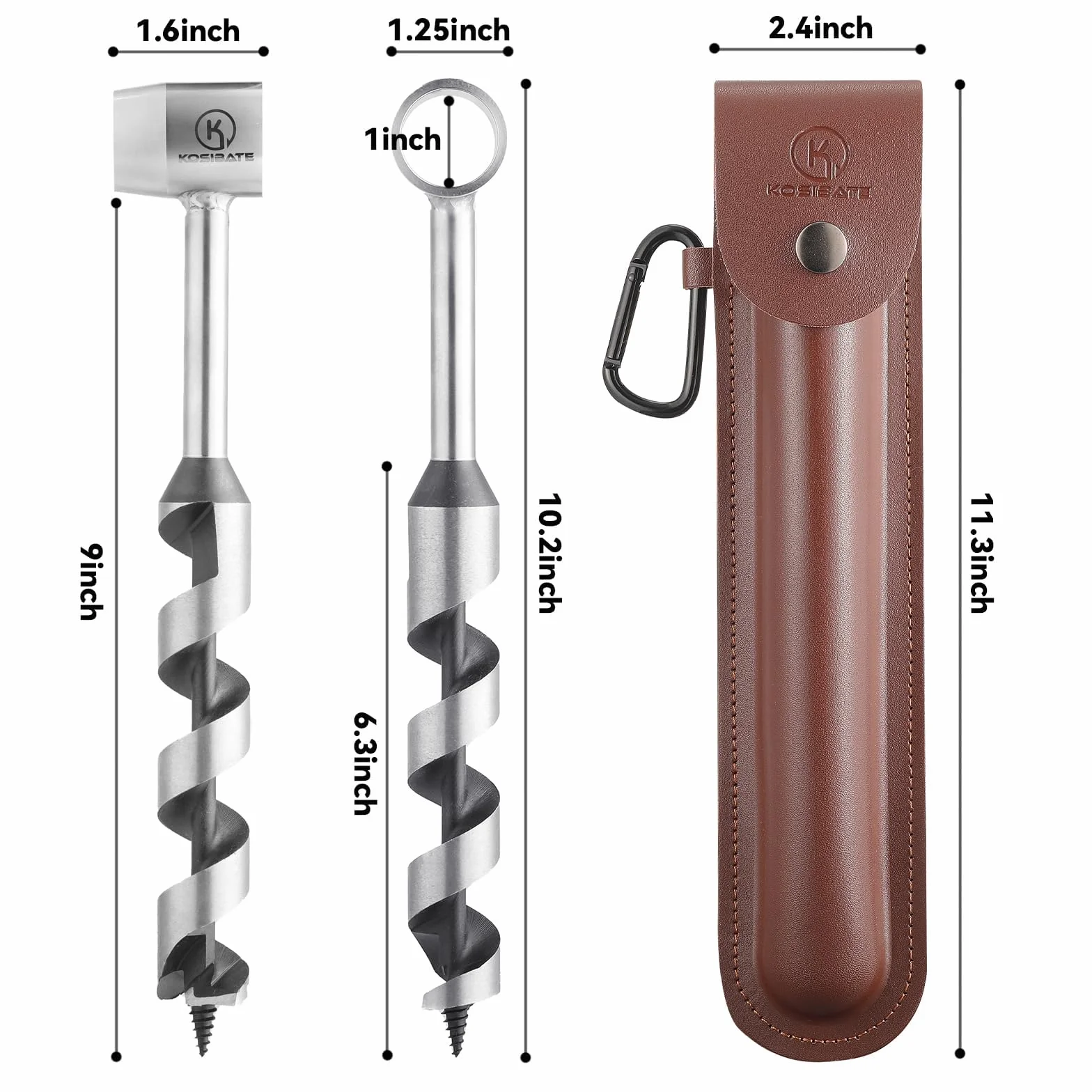 KOSIBATE Bushcraft Gear, chiave a coclea manuale per una facile foratura del legno, chiave per coloni e strumenti per bushcraft, perfetta per attività di campeggio e lavorazione del legno, trapano per