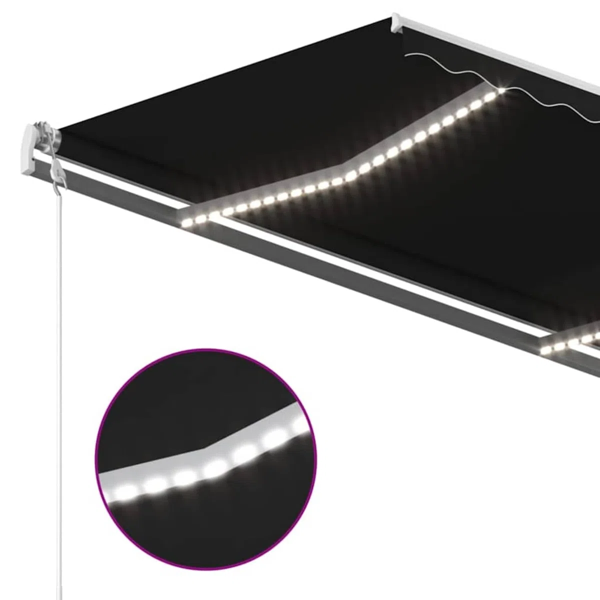 Tenda da sole con sensore automatico del vento e luci a LED, 400 x 350 cm, tessuto in poliestere con rivestimento in poliuretano, tenda da sole con braccio articolato per terrazza