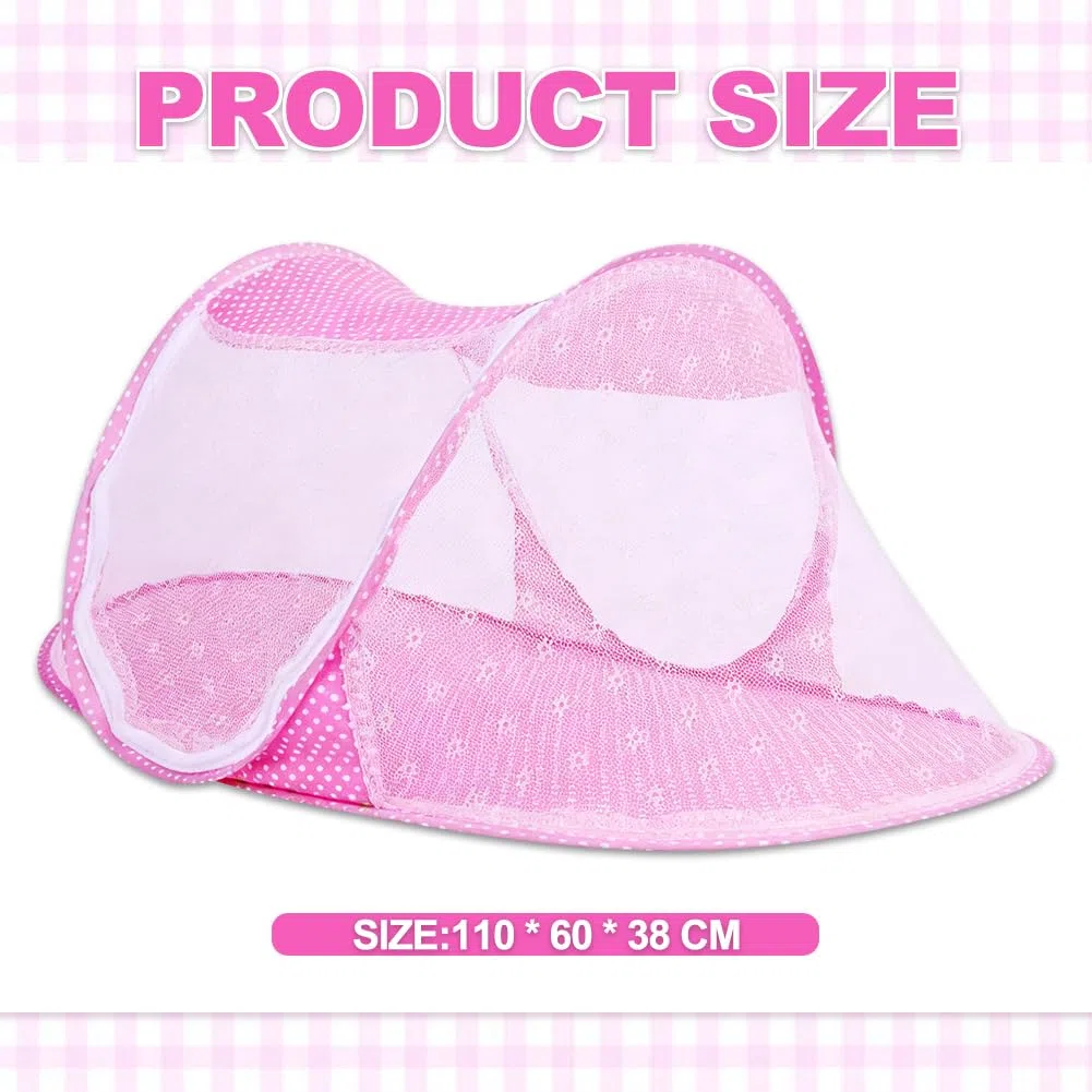 Zanzariera Pieghevole,Tenda Antizanzare Portatile, Zanzariera Viaggio, Durevole Zanzarieras con Cerniera, Facile Installazione, Leggero e Traspirante, Adatta alla Famiglia Viaggi All'Aperto Pink