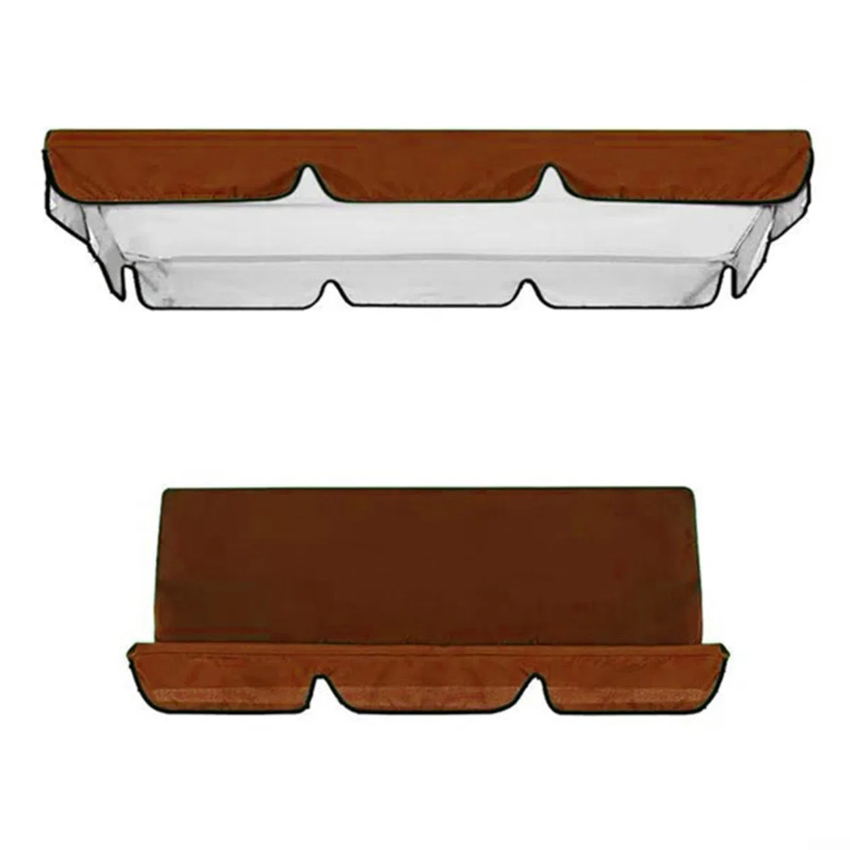 Set di baldacchino di ricambio per dondolo da giardino grigio a 3 posti, realizzato in tessuto Oxford 210D rivestito in argento, impermeabile, resistente al sole e alla polvere, per copertura