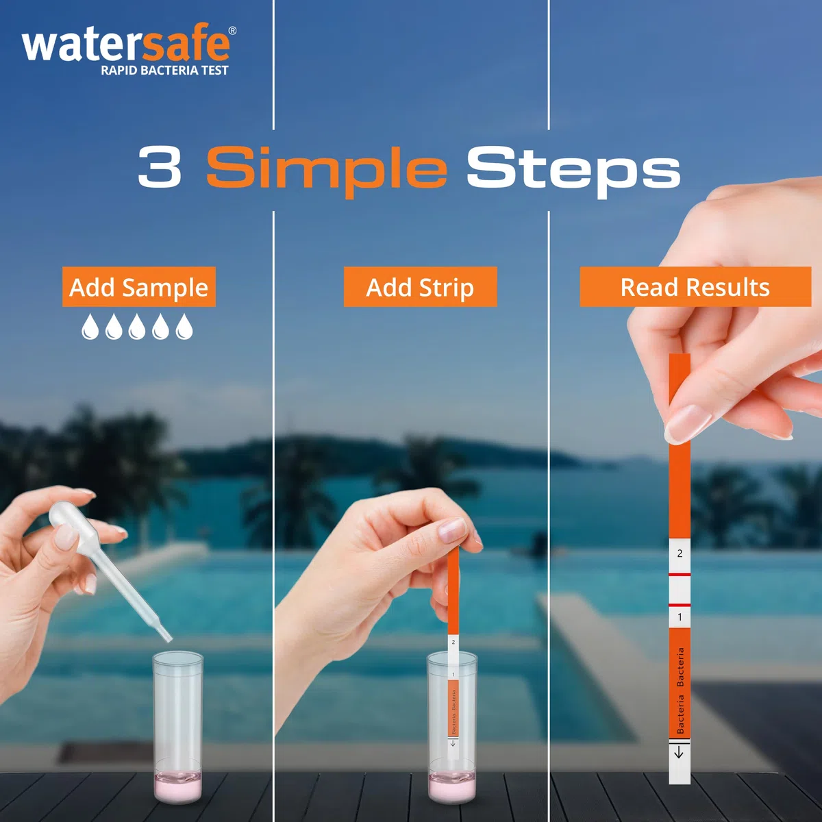 Strisce reattive per batteri per piscina e spa, confezione da 10