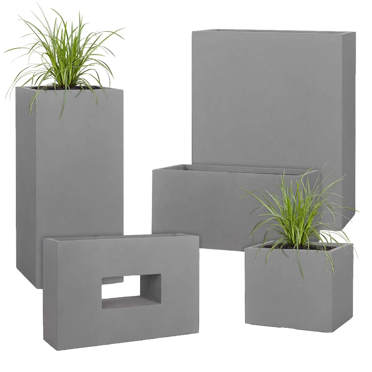 Pflanzwerk® Fioriera Vaso di Fiori Vetroresina TUB Grigio 30x60x30cm *Fioriera Resistente al Gelo* *Protezione UV* * Beni di qualità*